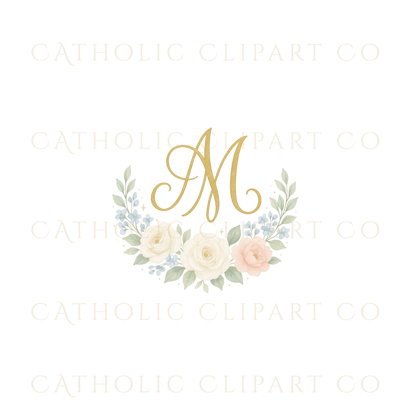 Marian monogram with twelve stars • Monograma mariano con doce estrellas