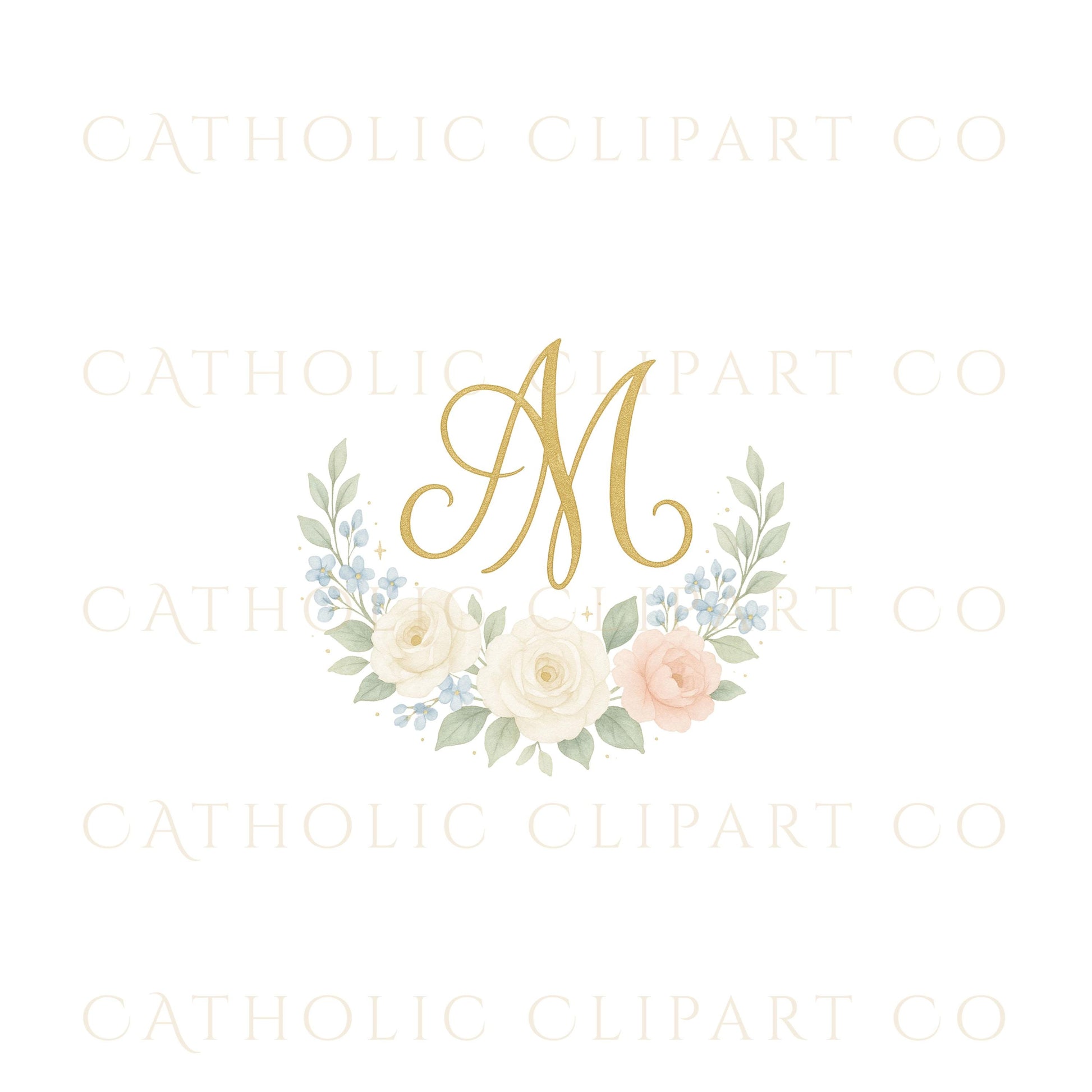 Marian monogram with twelve stars • Monograma mariano con doce estrellas