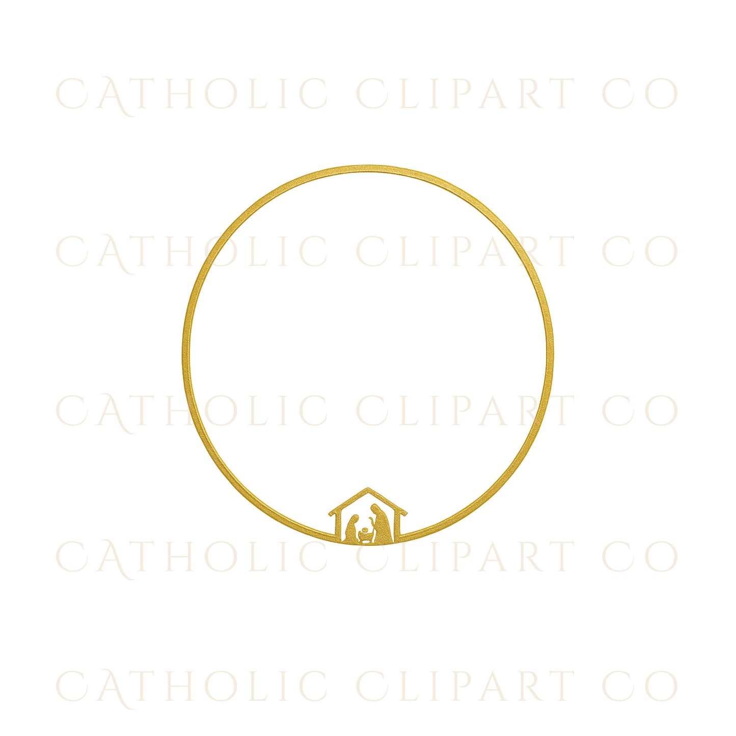 Gold halo burst circular frame for Christmas lettering • Marco circular dorado con halo radiante para letras navideñas