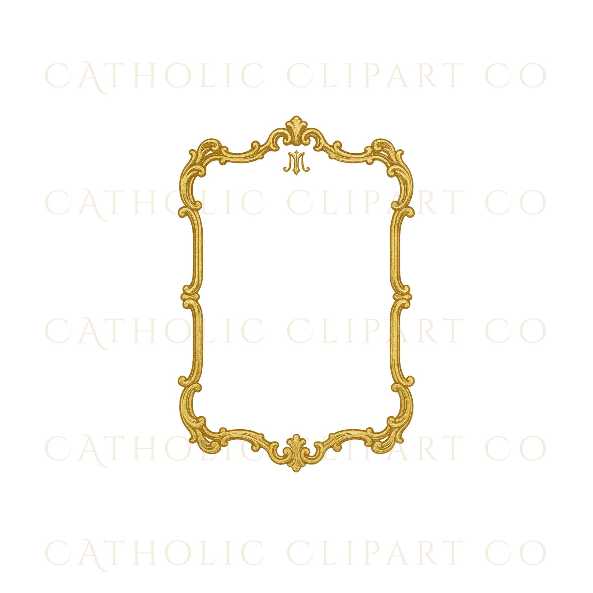 Catholic Christmas gold frame with radiant halo design • Marco dorado católico de Navidad con diseño de halo radiante