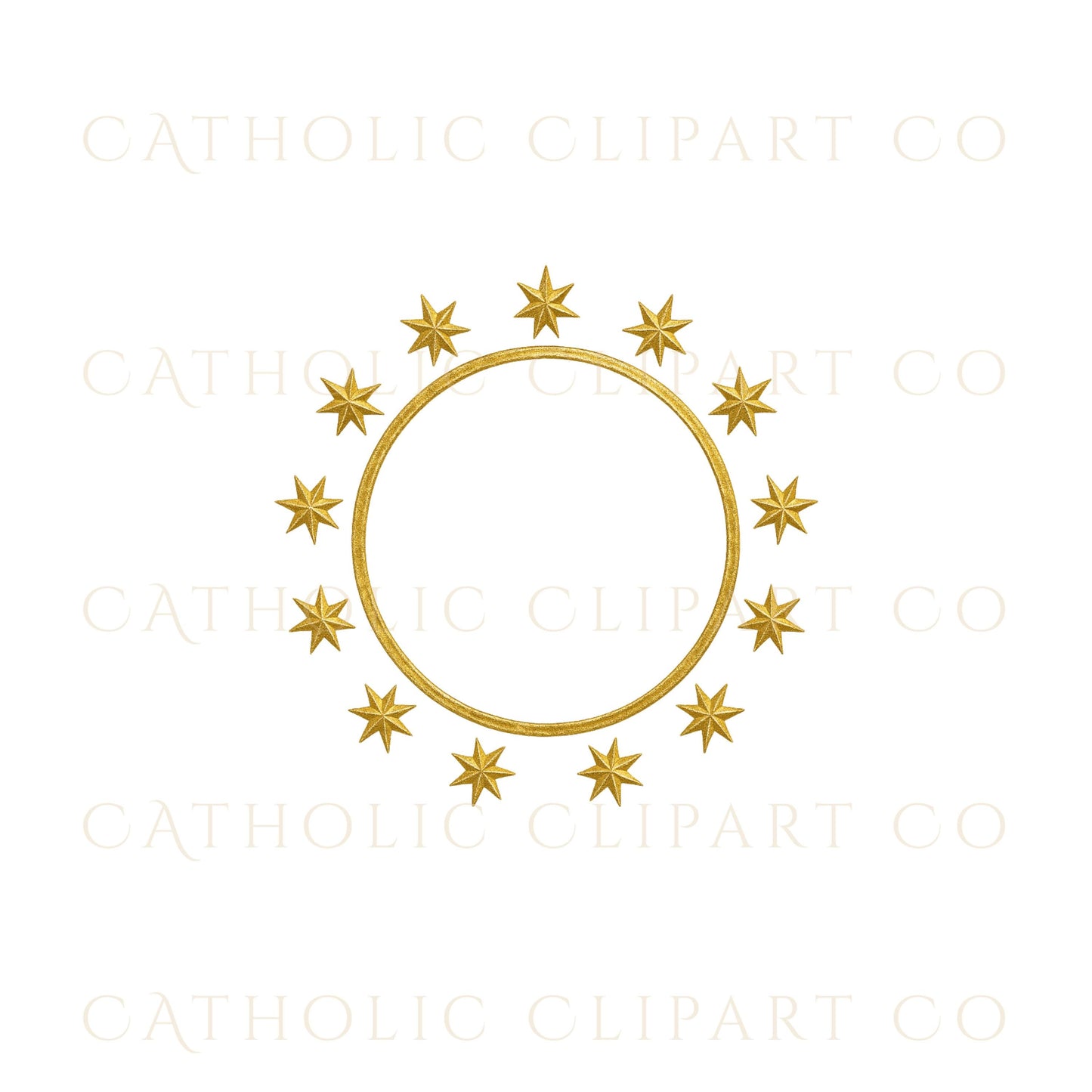 Modern thin gold outline frame for minimalist Catholic art • Marco moderno de línea dorada para arte católico minimalista