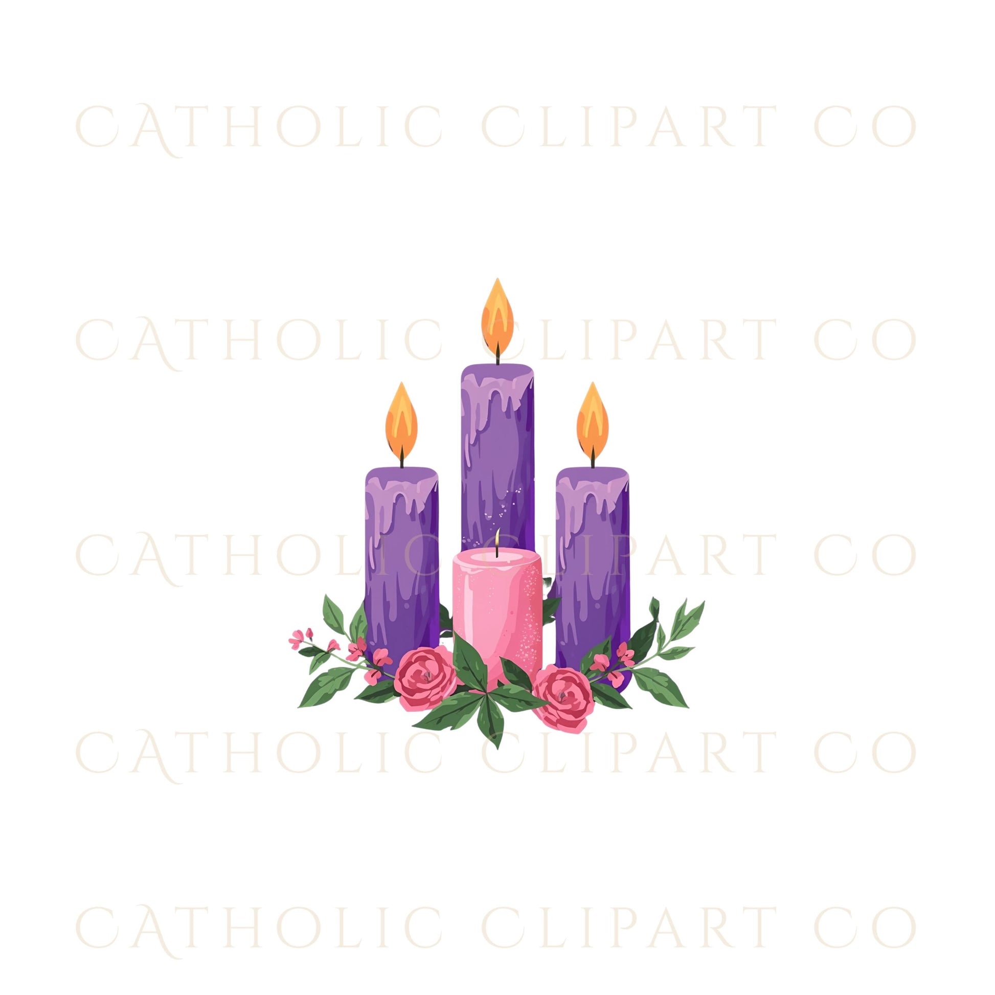 Purple Advent candle with flame PNG • Vela morada de Adviento con llama PNG