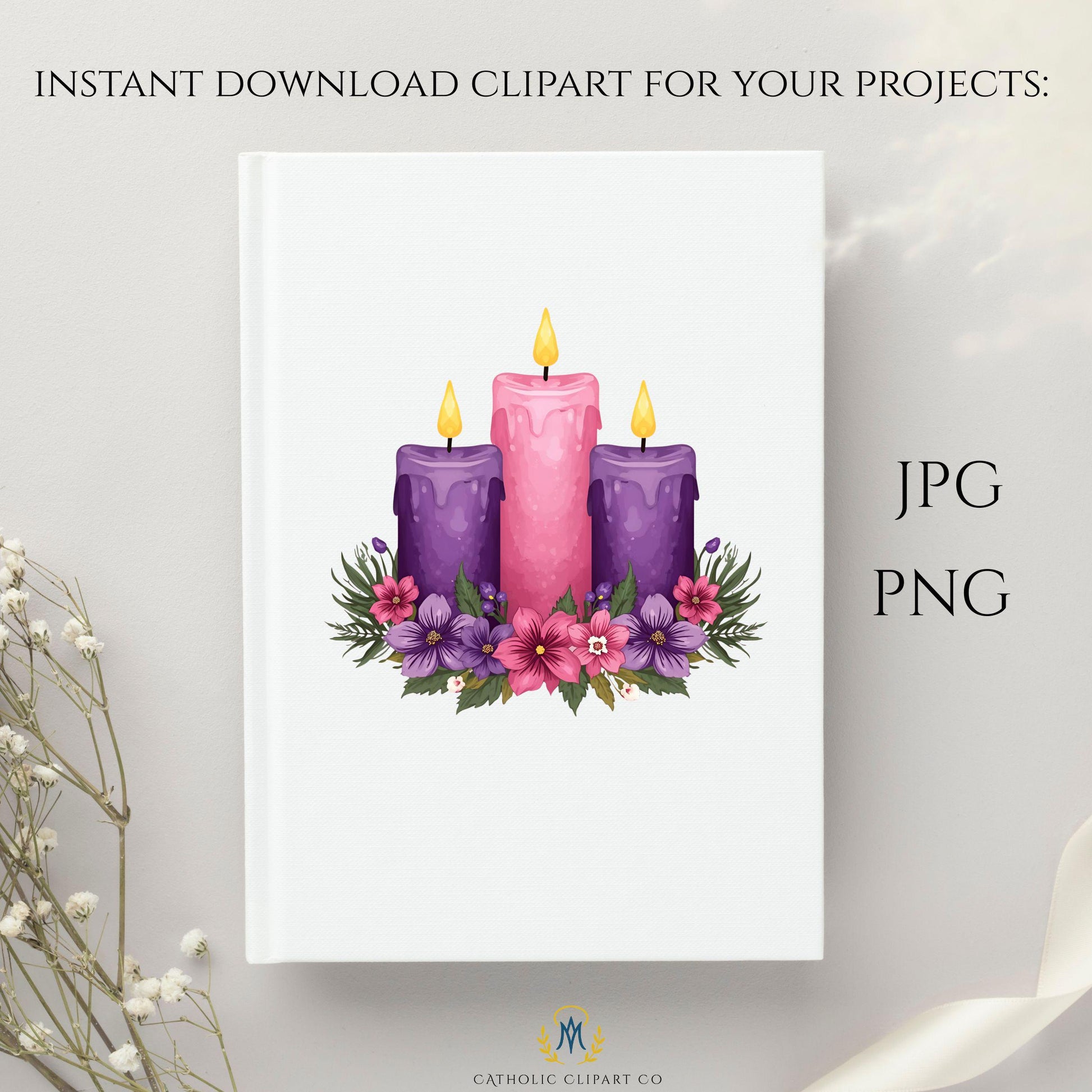 Catholic Christmas candle clipart • Clipart de vela navideña católica