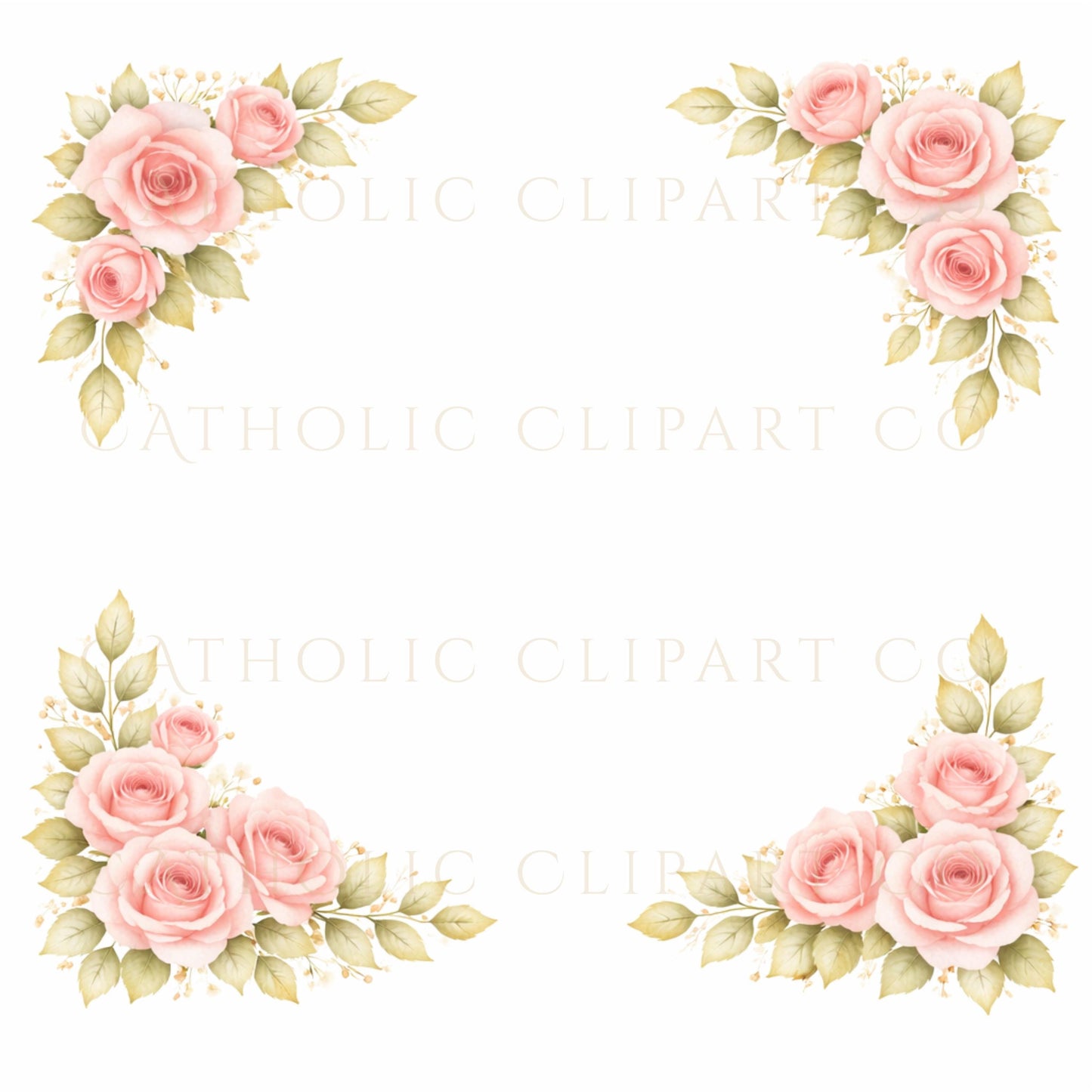 Catholic rose frame clipart inspired by Our Lady of Guadalupe | Marco floral católico inspirado en Nuestra Señora de Guadalupe