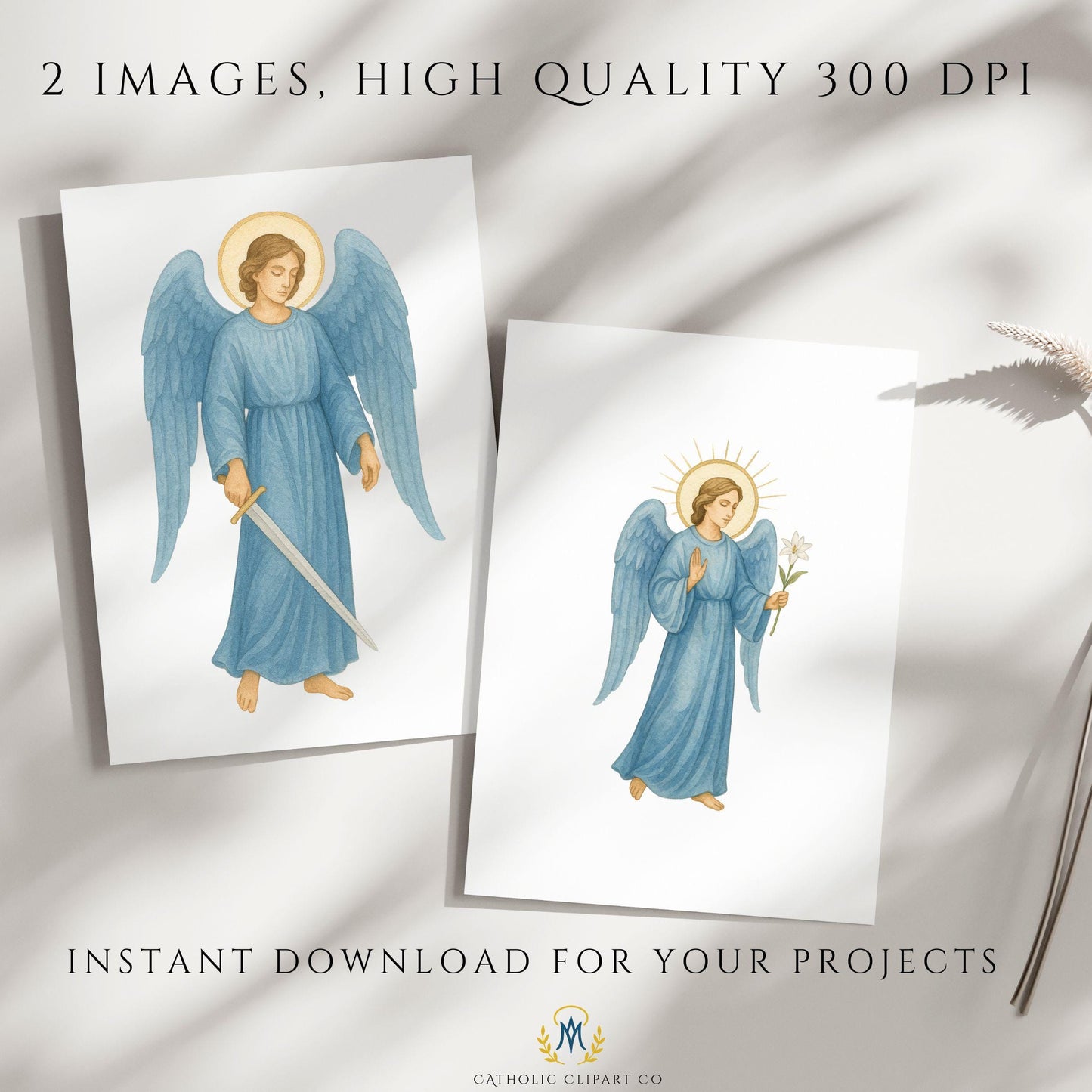 Catholic guardian angel style St Michael illustration | Ilustración de San Miguel estilo ángel guardián católico