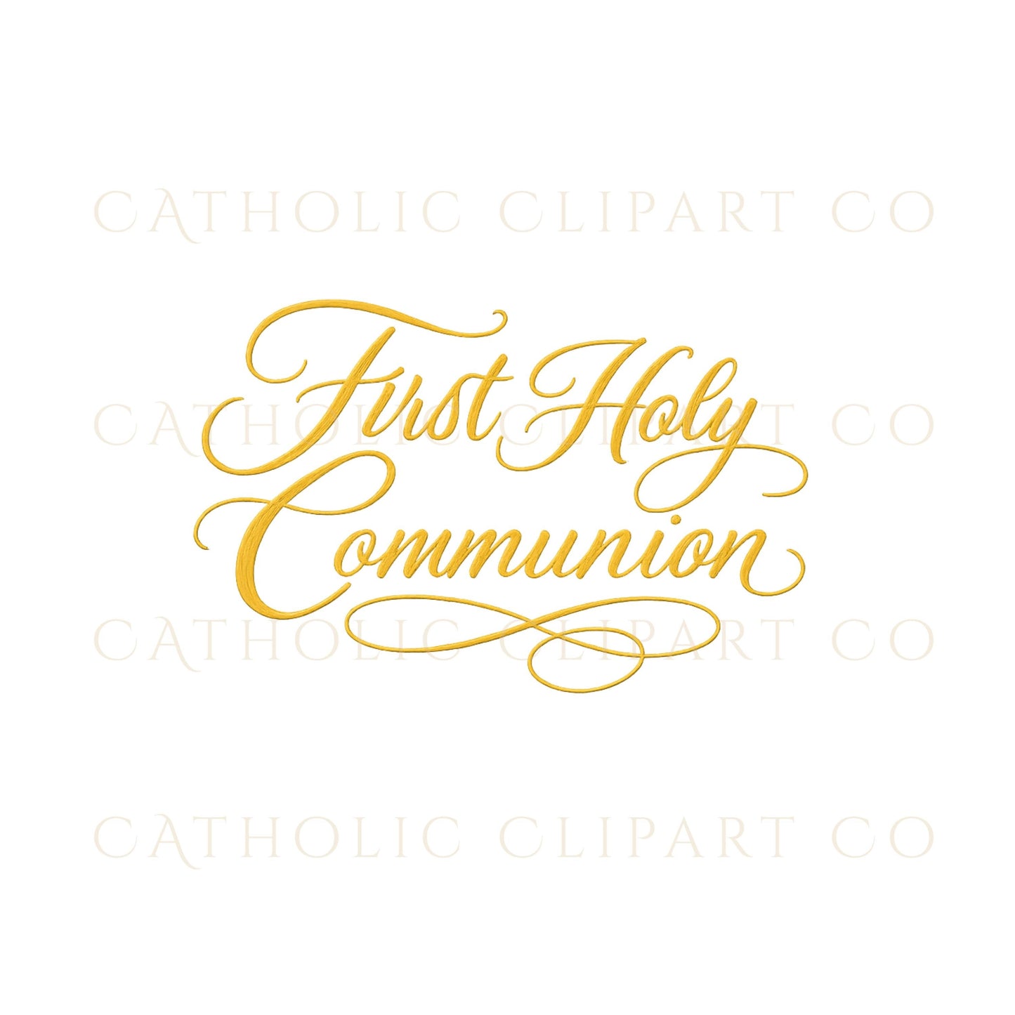 First Holy Communion Clipart Bundle, Catholic Eucharist Symbols, Chalice Host Cross Wheat Grapes, Gold Religious PNG