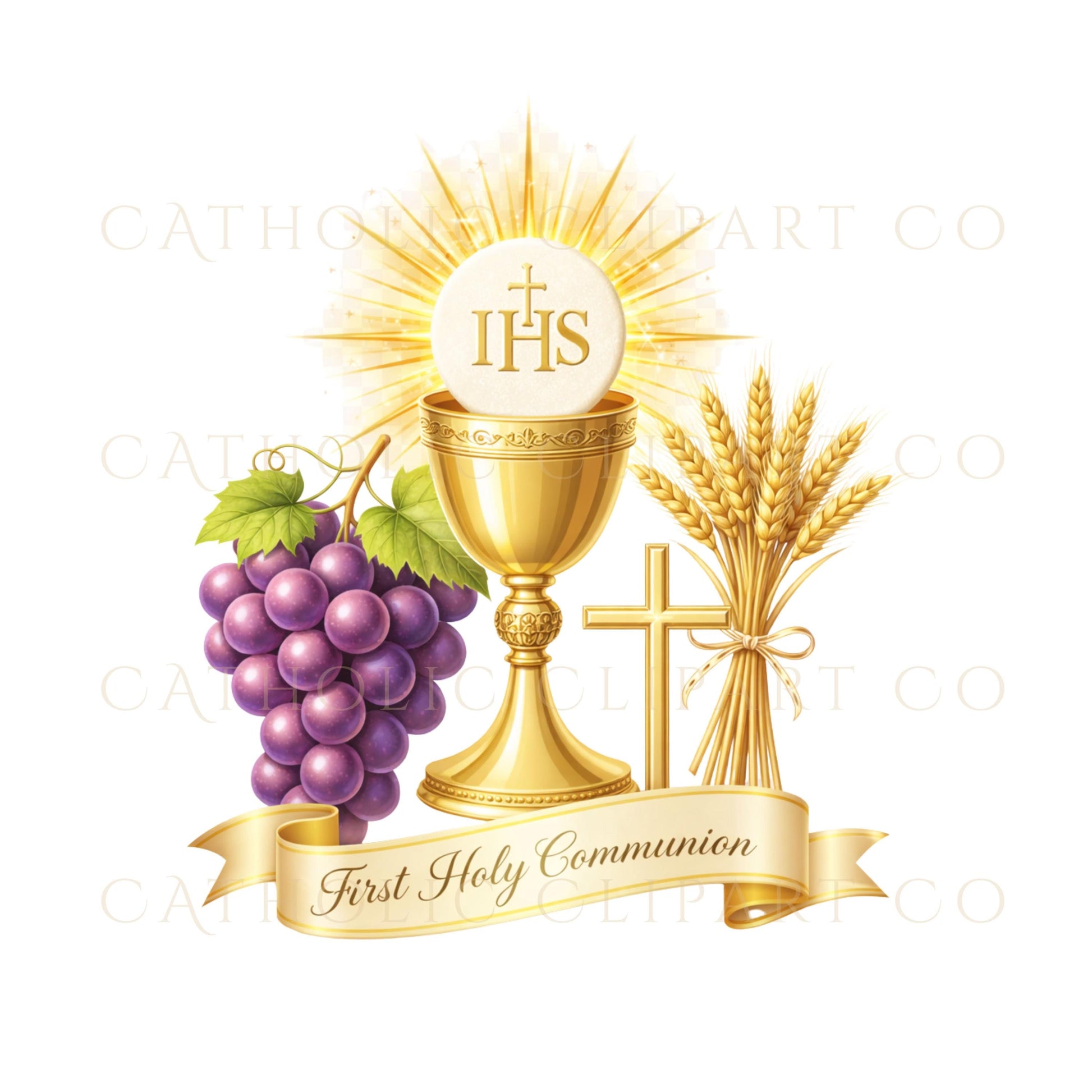 Eucharistic wheat bundle Catholic clipart — Ramo de trigo eucarístico en clipart católico