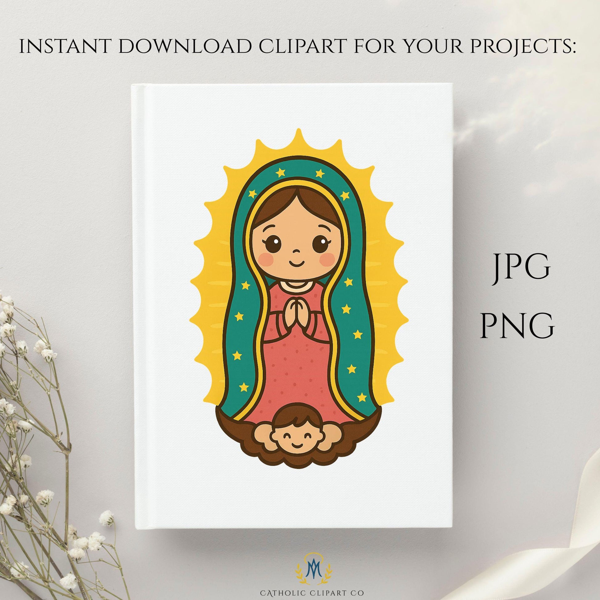 Cute Virgin Mary Guadalupe chibi PNG for kids crafts – Virgen de Guadalupe chibi PNG para manualidades infantiles
