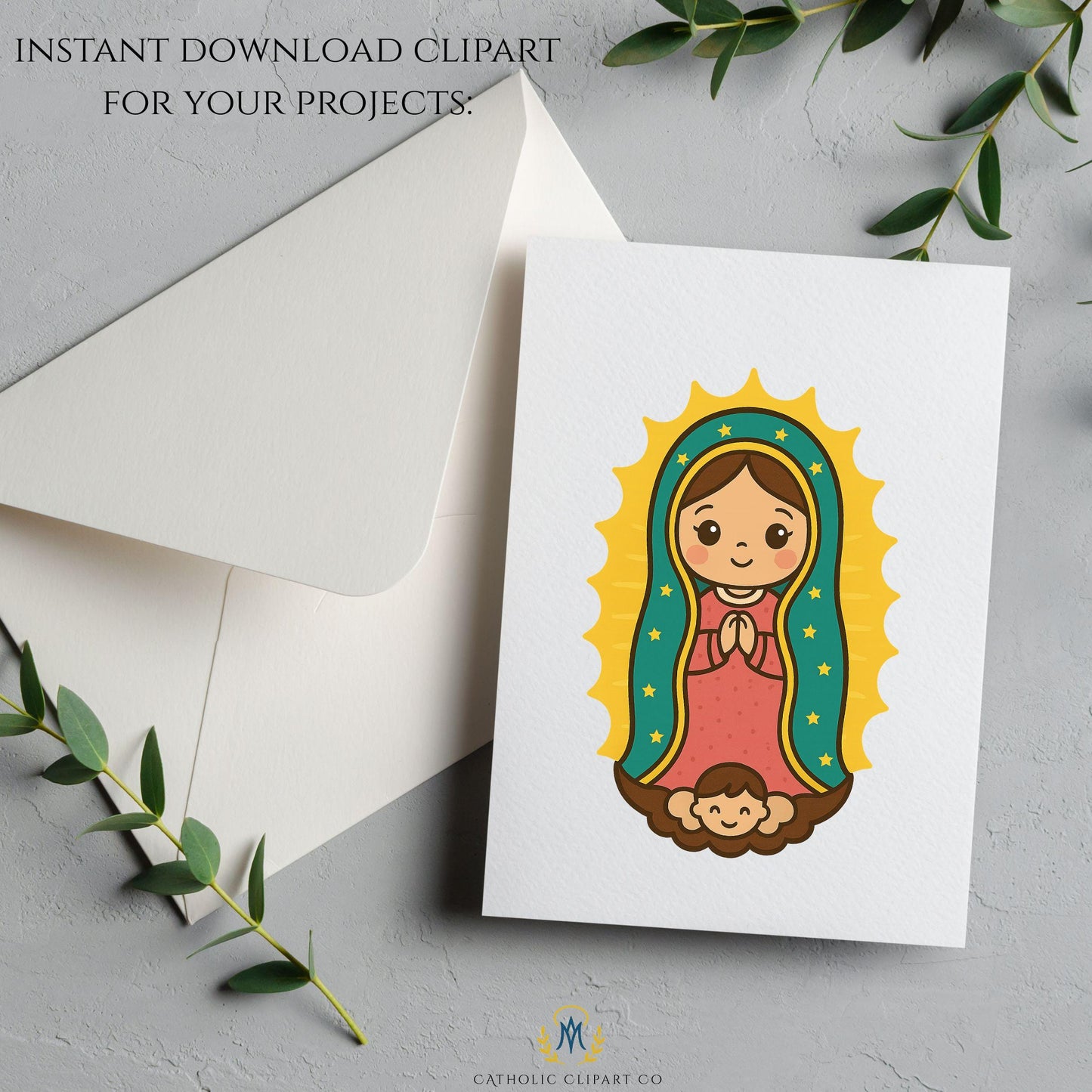 Our Lady of Guadalupe kids religious clipart – Clipart religioso infantil de la Virgen de Guadalupe