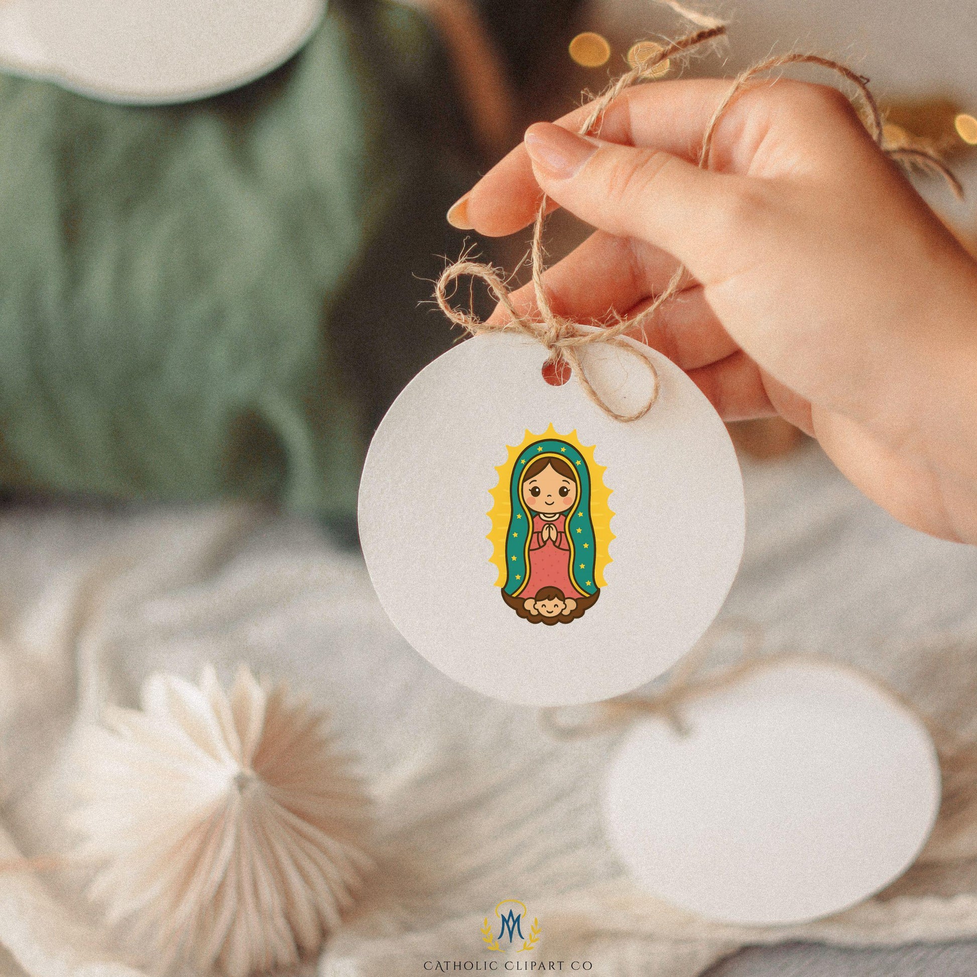 Catholic chibi illustration of Our Lady of Guadalupe – Ilustración católica chibi de la Virgen de Guadalupe