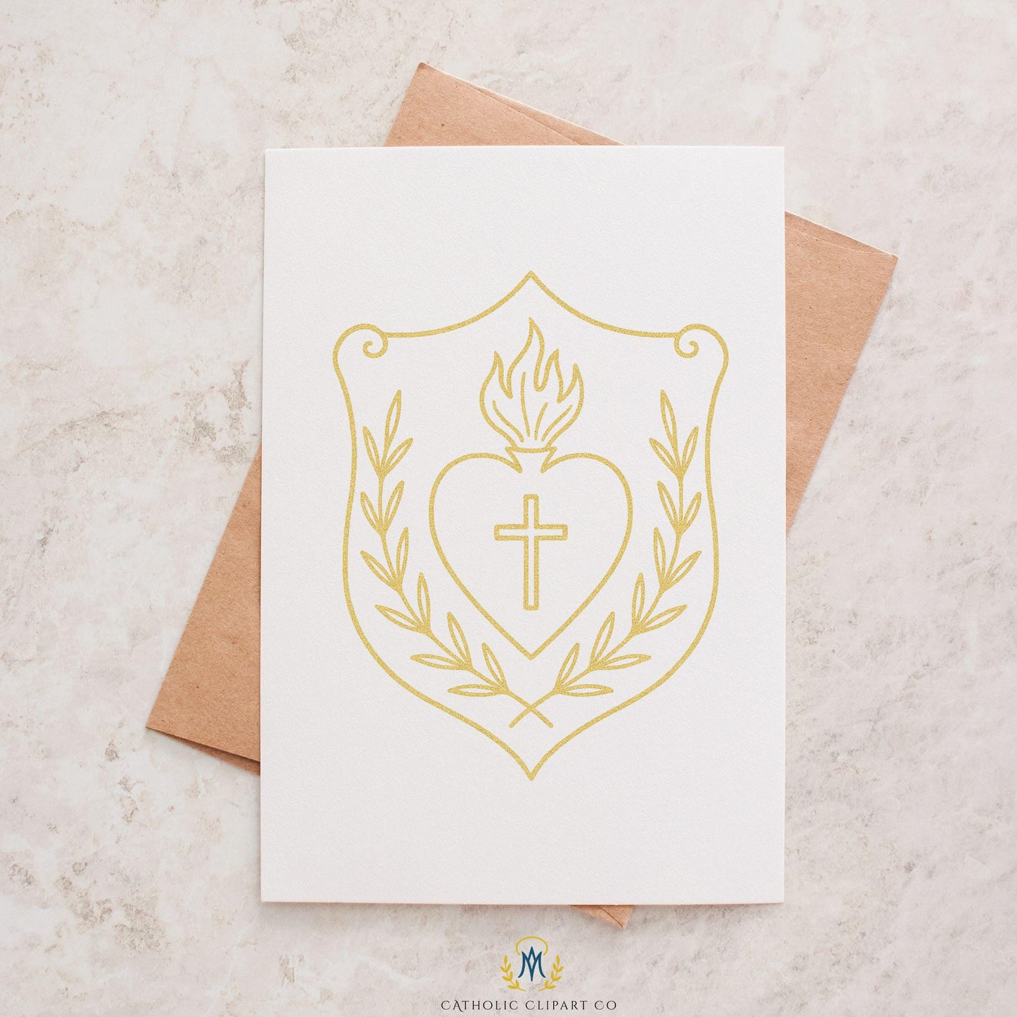 Holy Family gold outline clipart for wedding programs • Sagrada Familia en líneas doradas para programas de boda