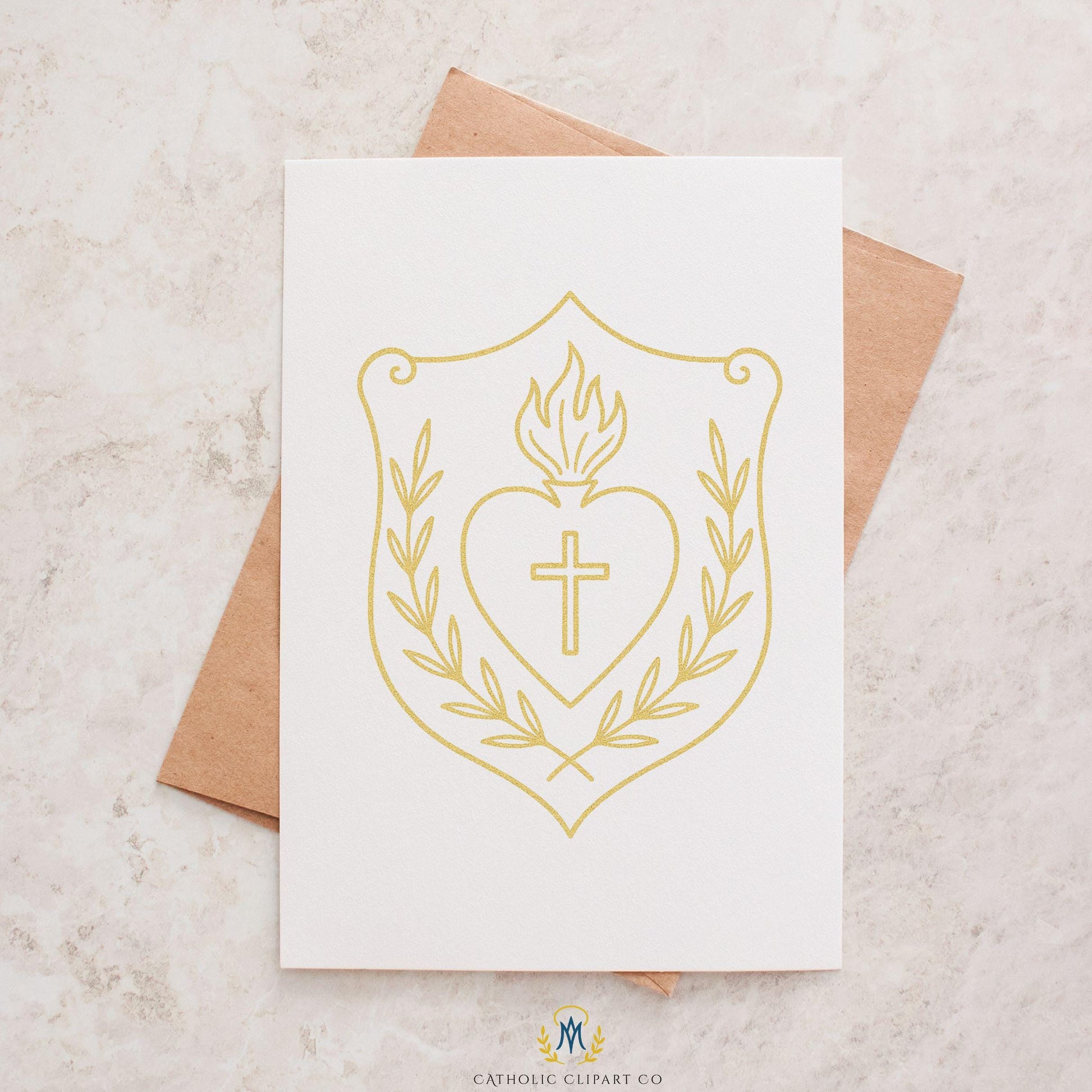 Holy Family gold outline clipart for wedding programs • Sagrada Familia en líneas doradas para programas de boda