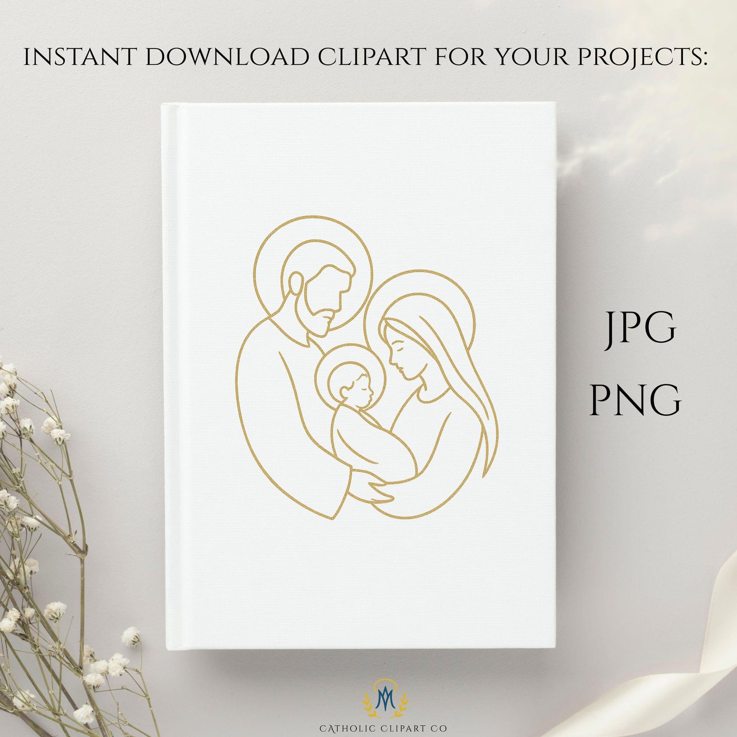 Elegant Holy Family drawing for Christmas – Dibujo elegante de la Sagrada Familia para Navidad