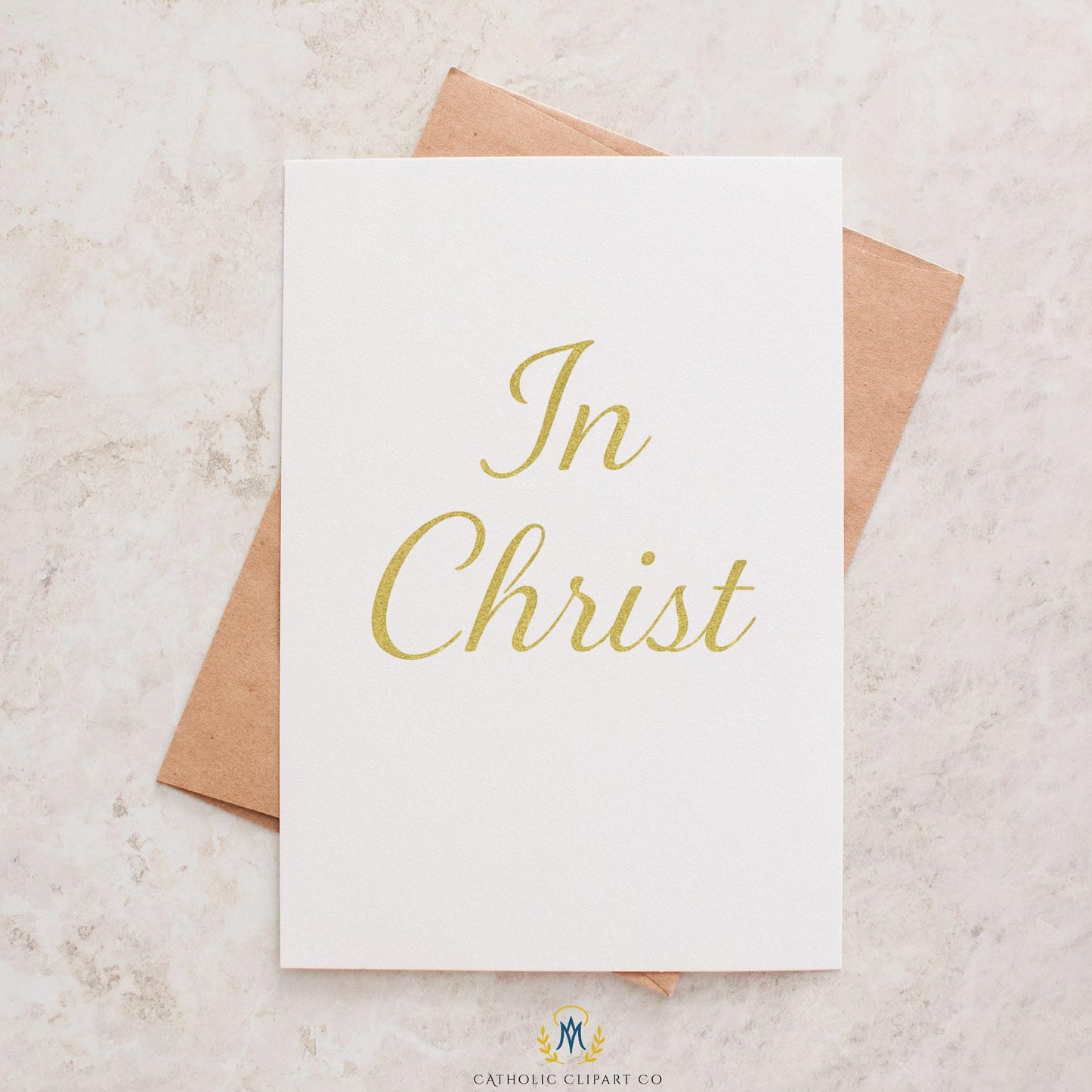 Gold baptism calligraphy text Catholic clipart | Texto de bautismo en caligrafía dorada católica
