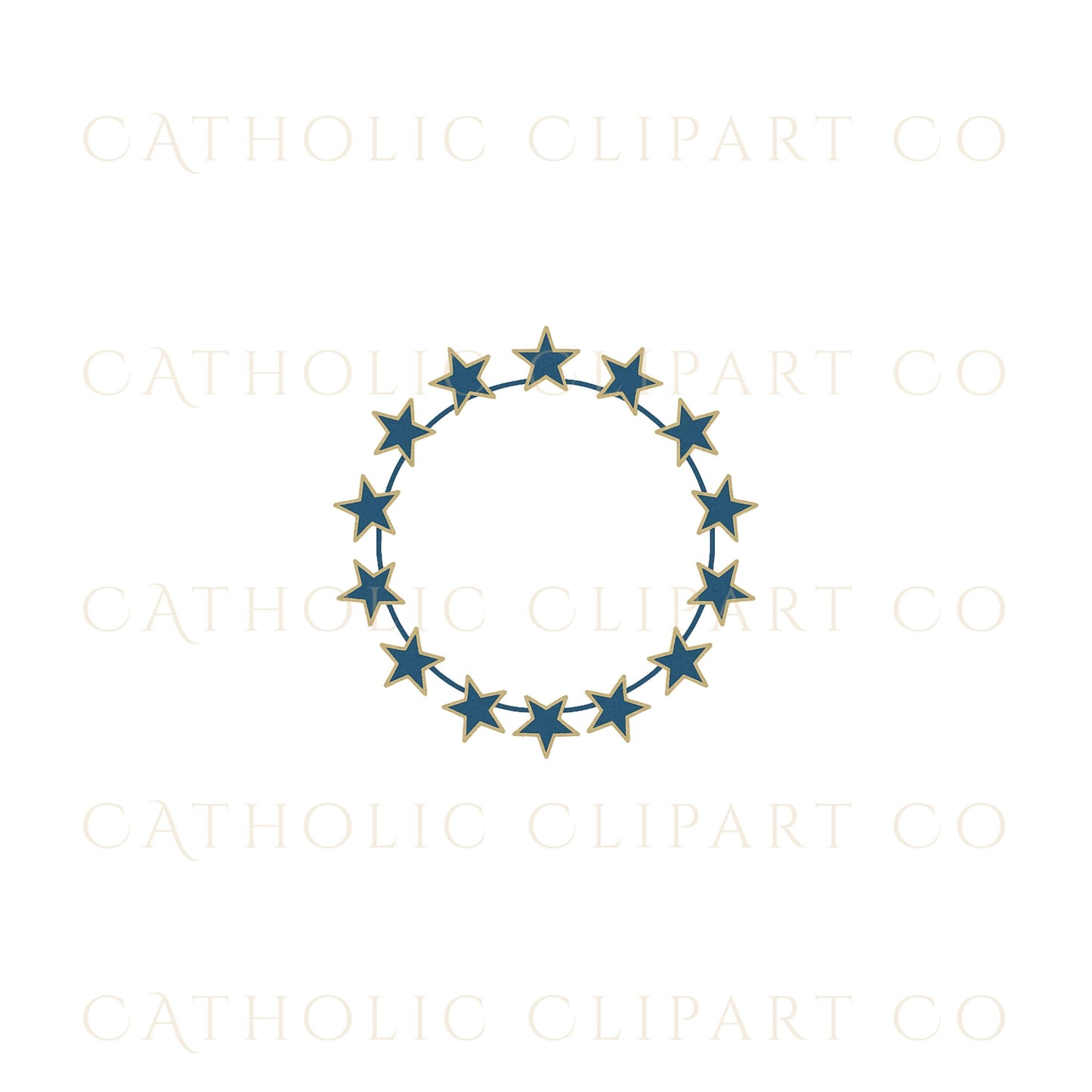 Blue and gold Catholic wedding symbols for church ceremonies – Símbolos católicos de boda en azul y dorado para ceremonias en la iglesia