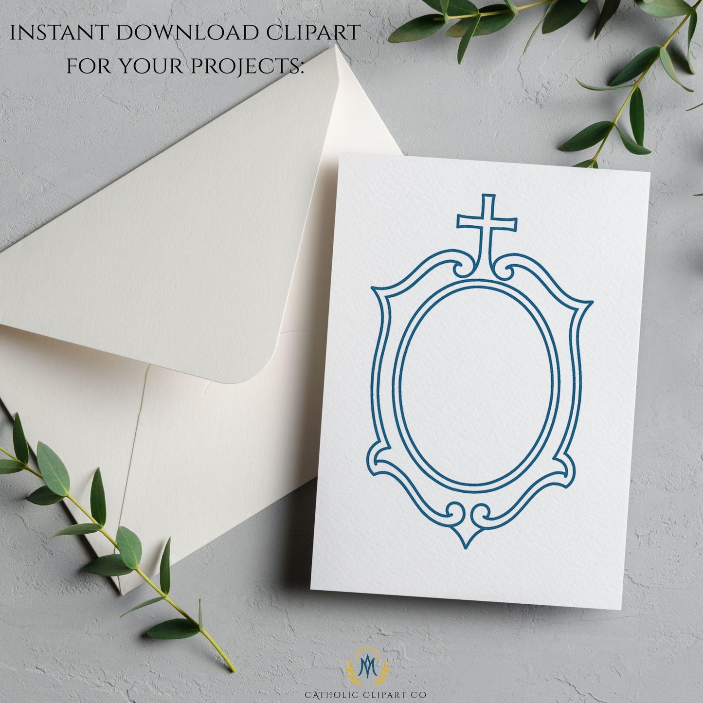Catholic bridal clipart with Marian and sacramental symbols – Clipart nupcial católico con símbolos marianos y sacramentales