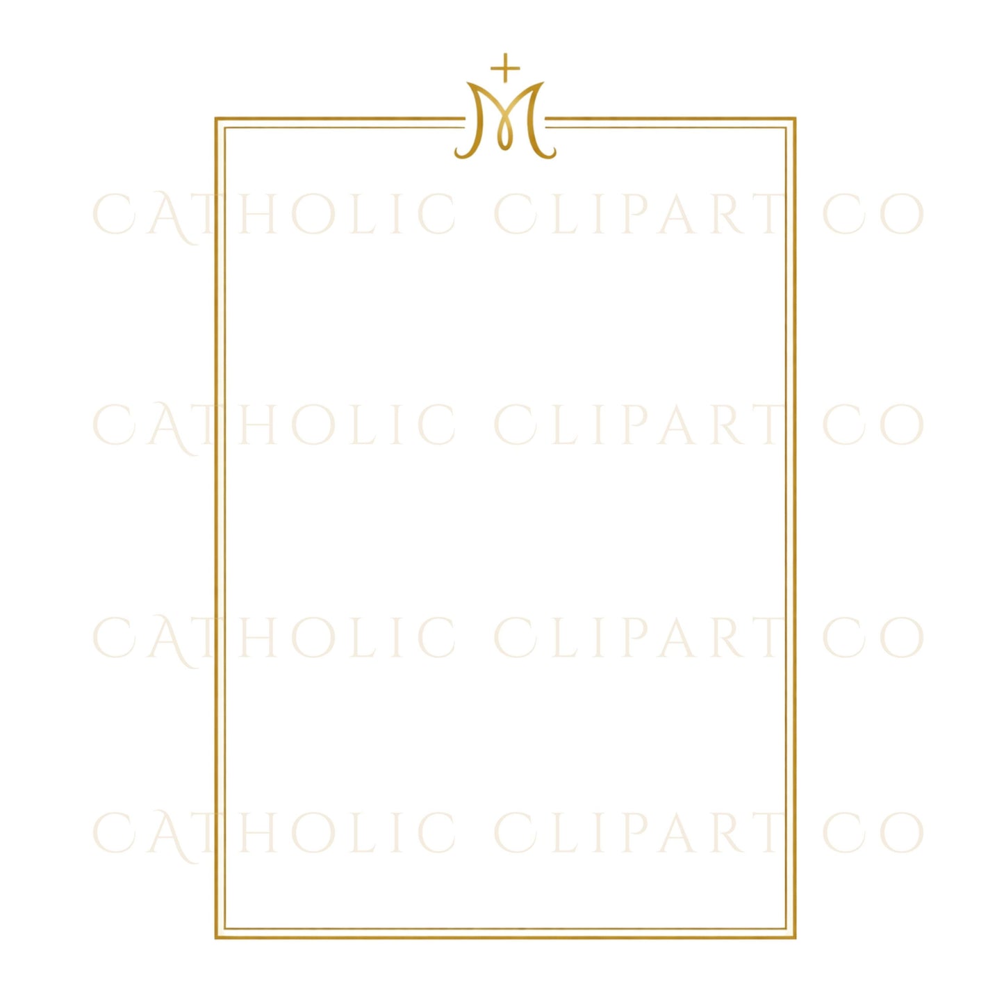 Catholic gold rectangular frame clipart for parish and church use | Clipart de marco rectangular dorado católico para uso parroquial y de iglesia