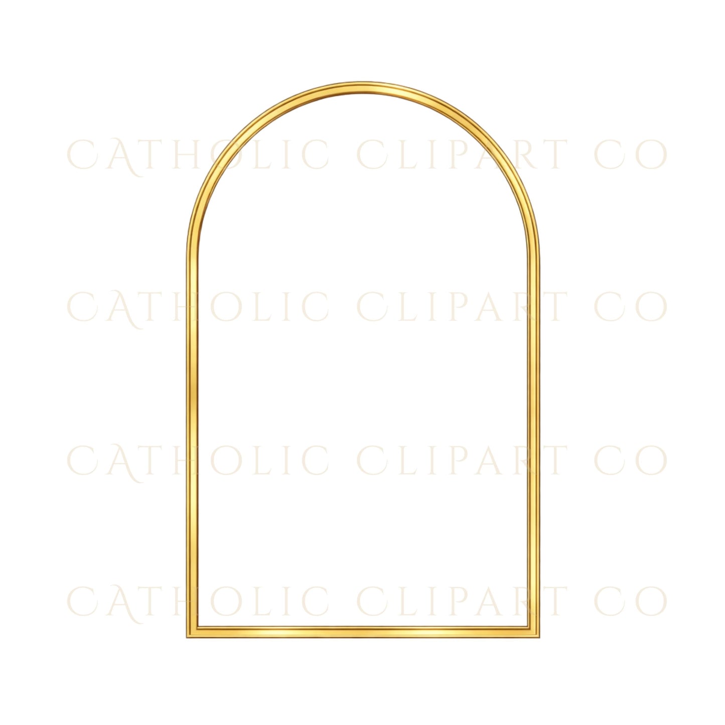 Elegant arch-top Catholic gold frame for wedding invitations | Marco dorado católico con arco elegante para invitaciones de boda