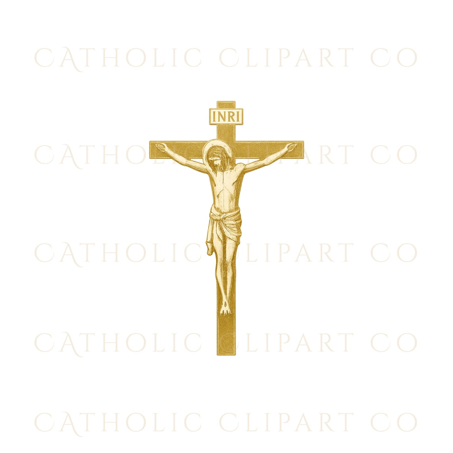 Gold Catholic cross and crucifix clipart bundle / Paquete de clipart de cruces y crucifijos católicos en dorado