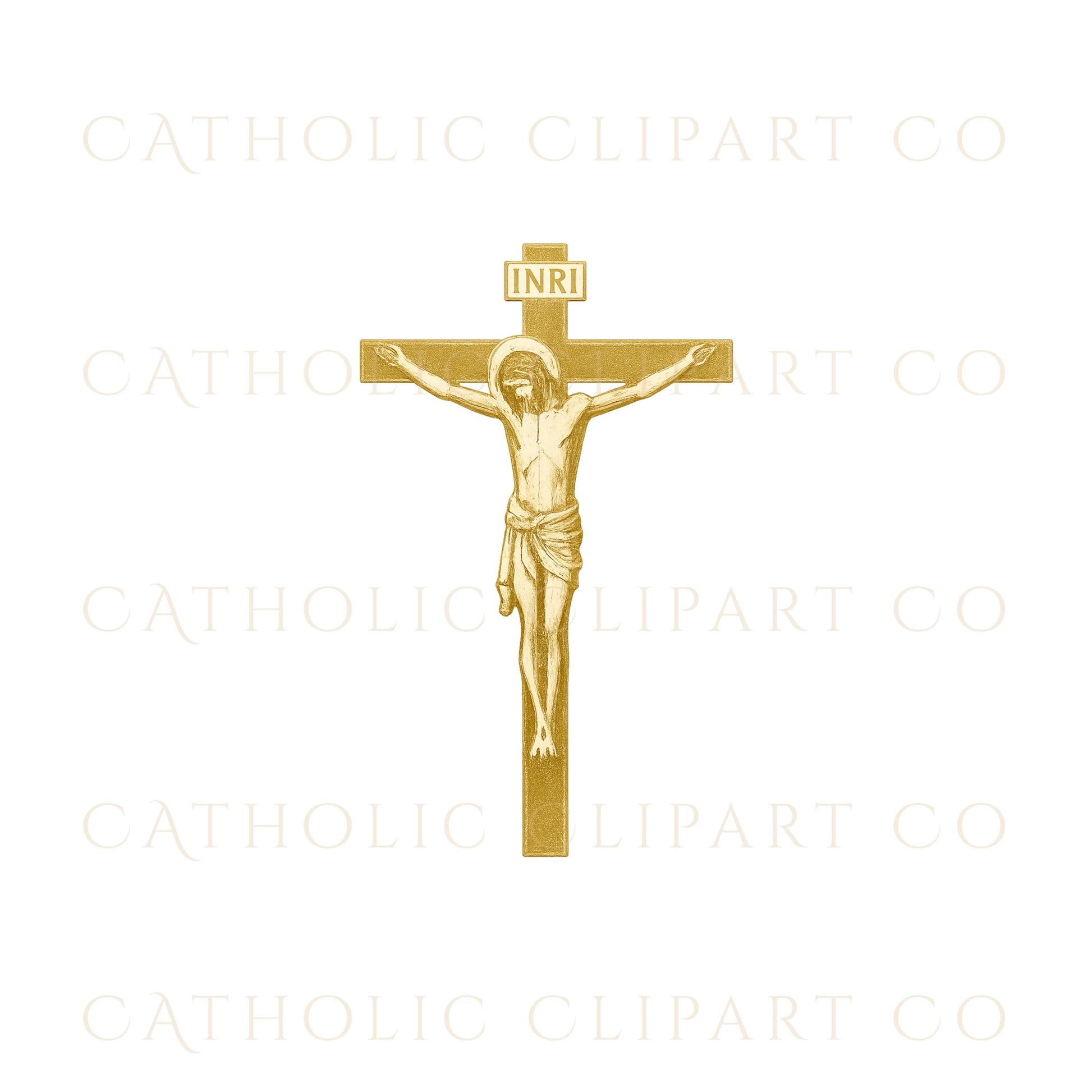 Gold Catholic cross and crucifix clipart bundle / Paquete de clipart de cruces y crucifijos católicos en dorado