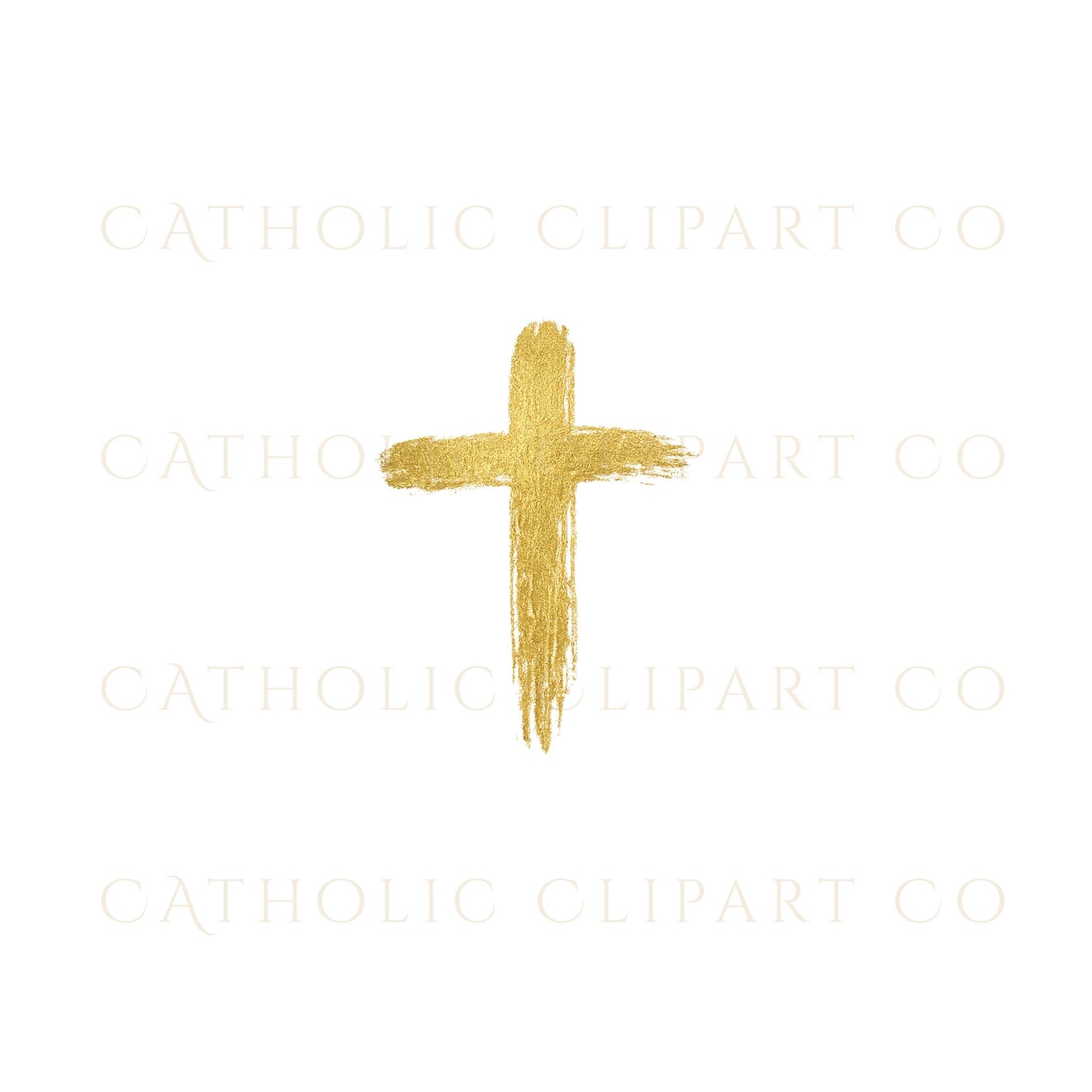 Ash cross gold clipart with textured finish for Lent flyers, worksheets, and parish designs | Clipart de cruz de ceniza en dorado con textura sutil para volantes y materiales de Cuaresma