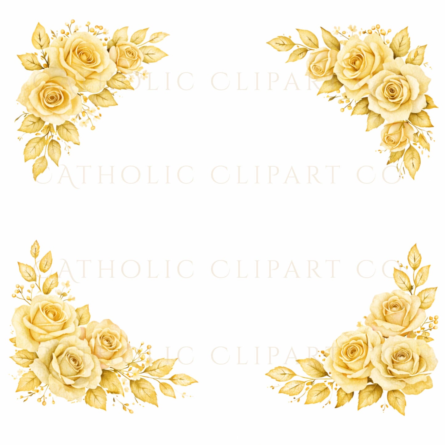 Catholic floral frame with soft roses and sacred details | Marco floral católico con rosas suaves y detalles sagrados