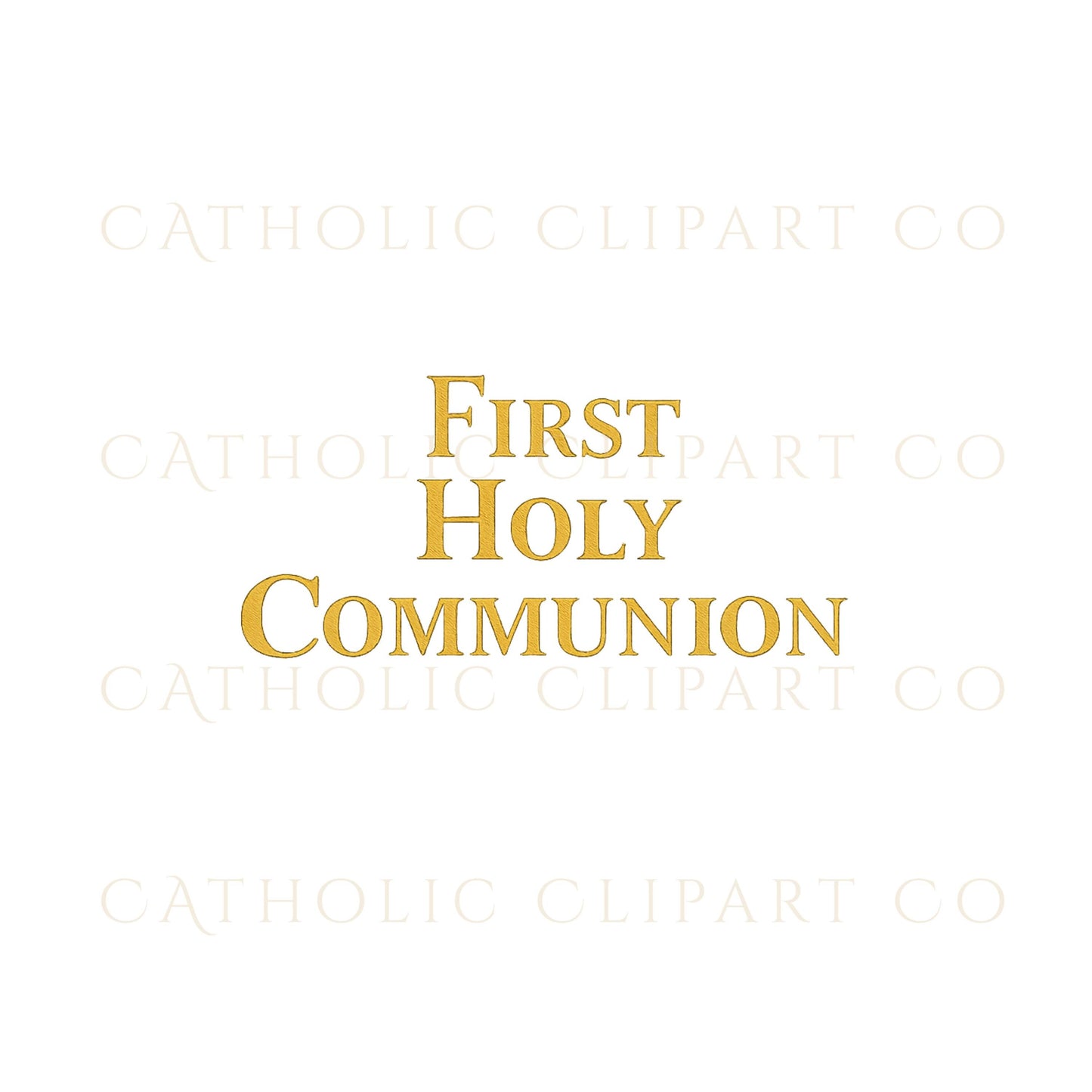 First Holy Communion gold script text clipart — Texto en caligrafía dorada de Primera Comunión