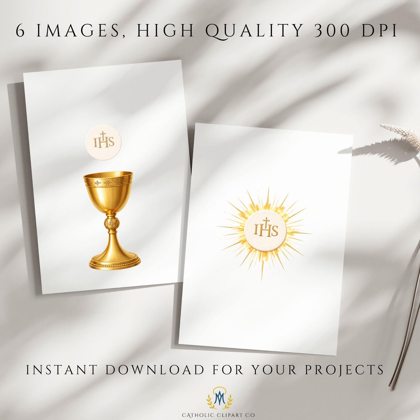 Traditional Catholic Eucharist symbols clipart for religious designs
Clipart de símbolos eucarísticos católicos tradicionales para diseños religiosos