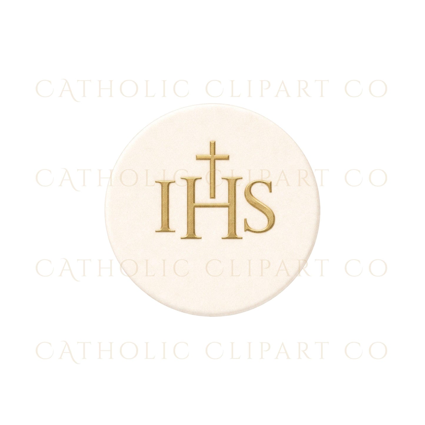 Eucharistic host with IHS symbol Catholic communion clipart on transparent background
Hostia eucarística con símbolo IHS clipart católico con fondo transparente