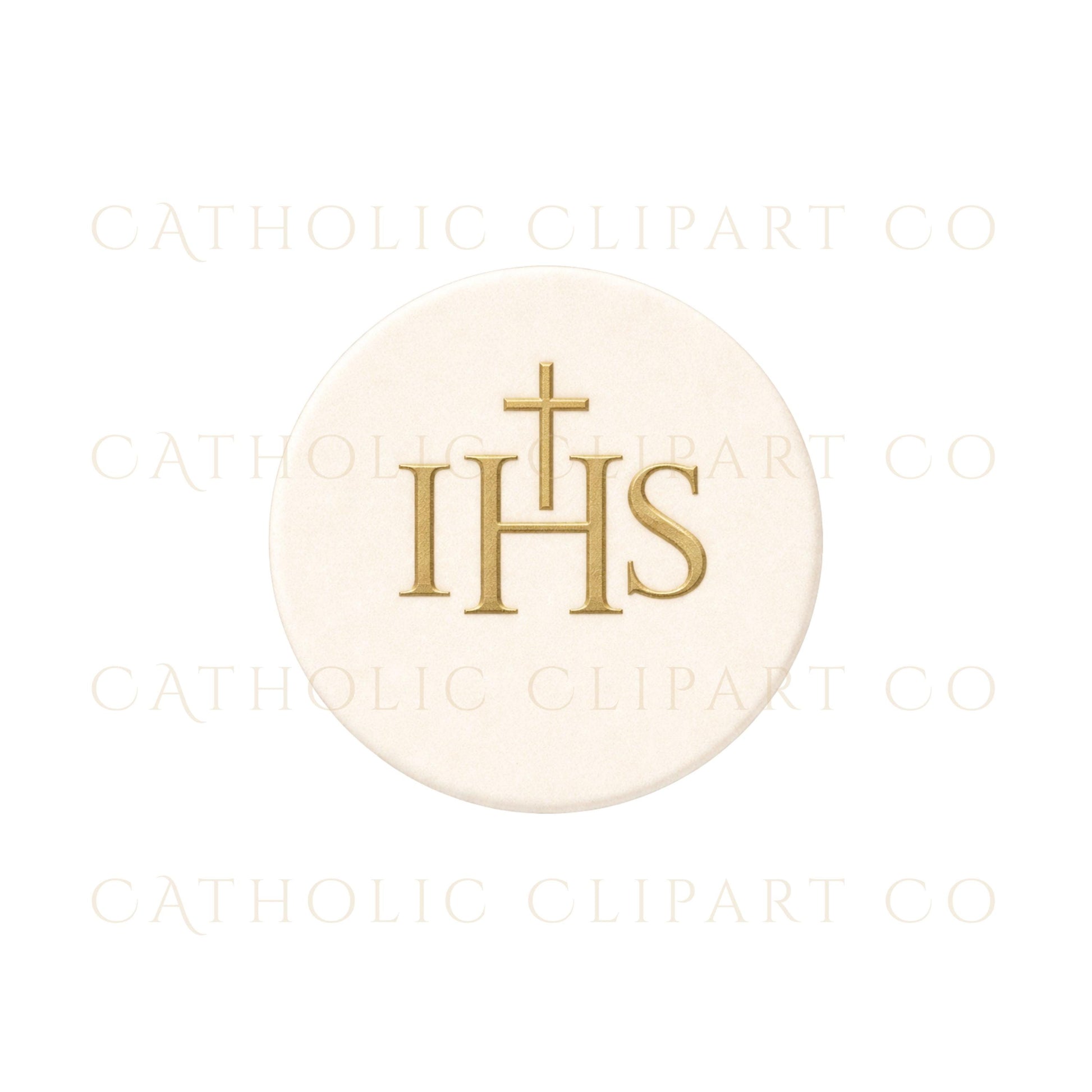 Eucharistic host with IHS symbol Catholic communion clipart on transparent background
Hostia eucarística con símbolo IHS clipart católico con fondo transparente