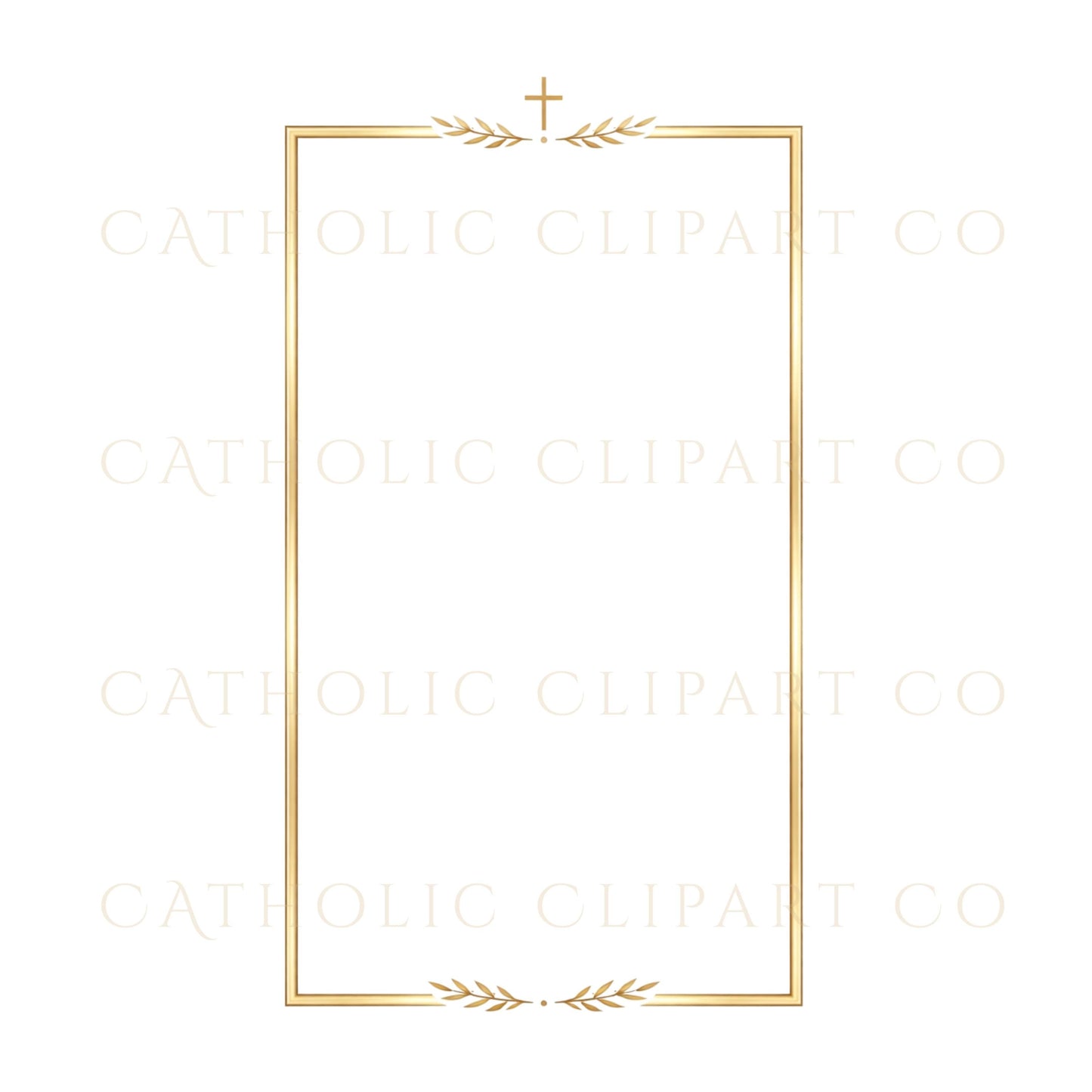 Christian wedding frame clipart displayed on elegant invitation card / Clipart de marco cristiano mostrado en invitación elegante