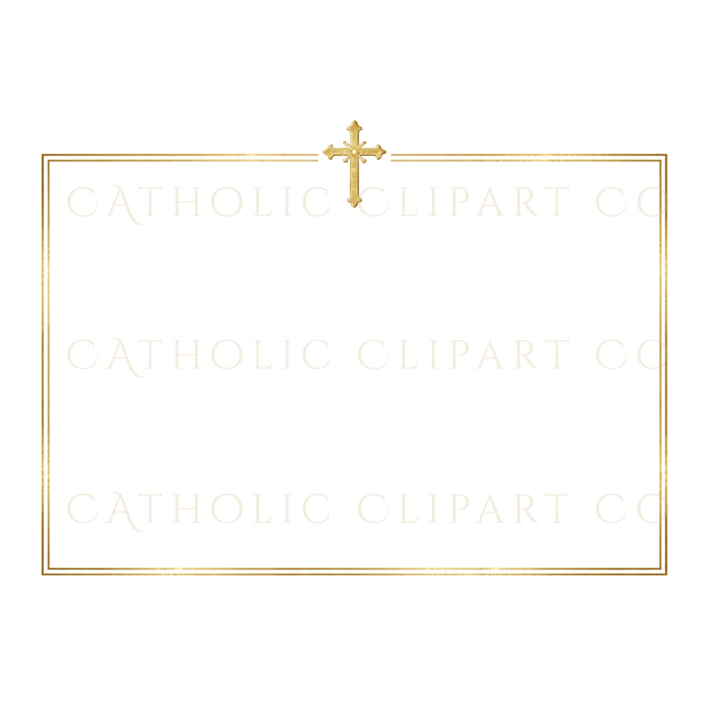 Catholic gold frame clipart for printable certificates, invitations, and religious documents | Marco católico dorado para certificados imprimibles, invitaciones y documentos religiosos