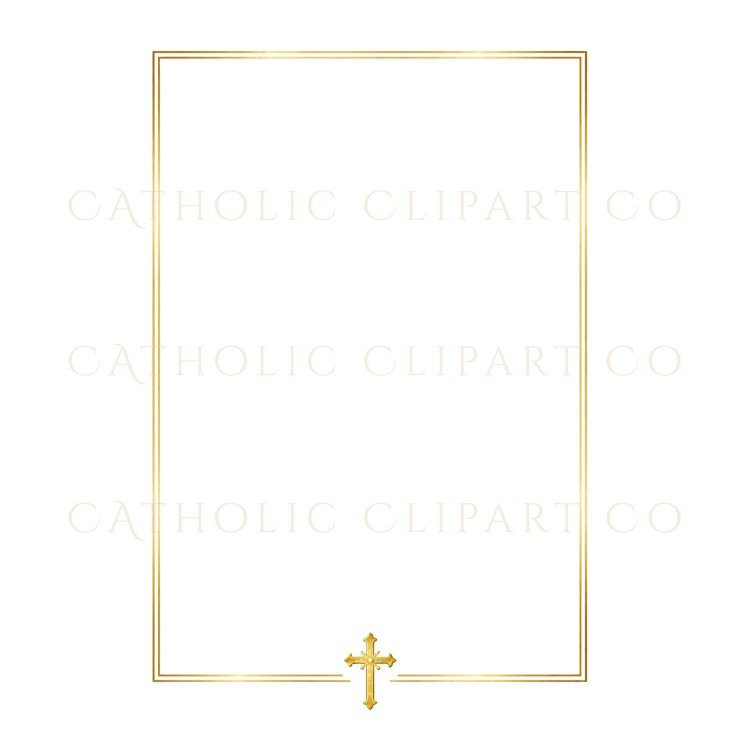 Minimal yet elegant Catholic certificate frame clipart in gold foil style | Marco católico para certificado minimalista y elegante en estilo dorado