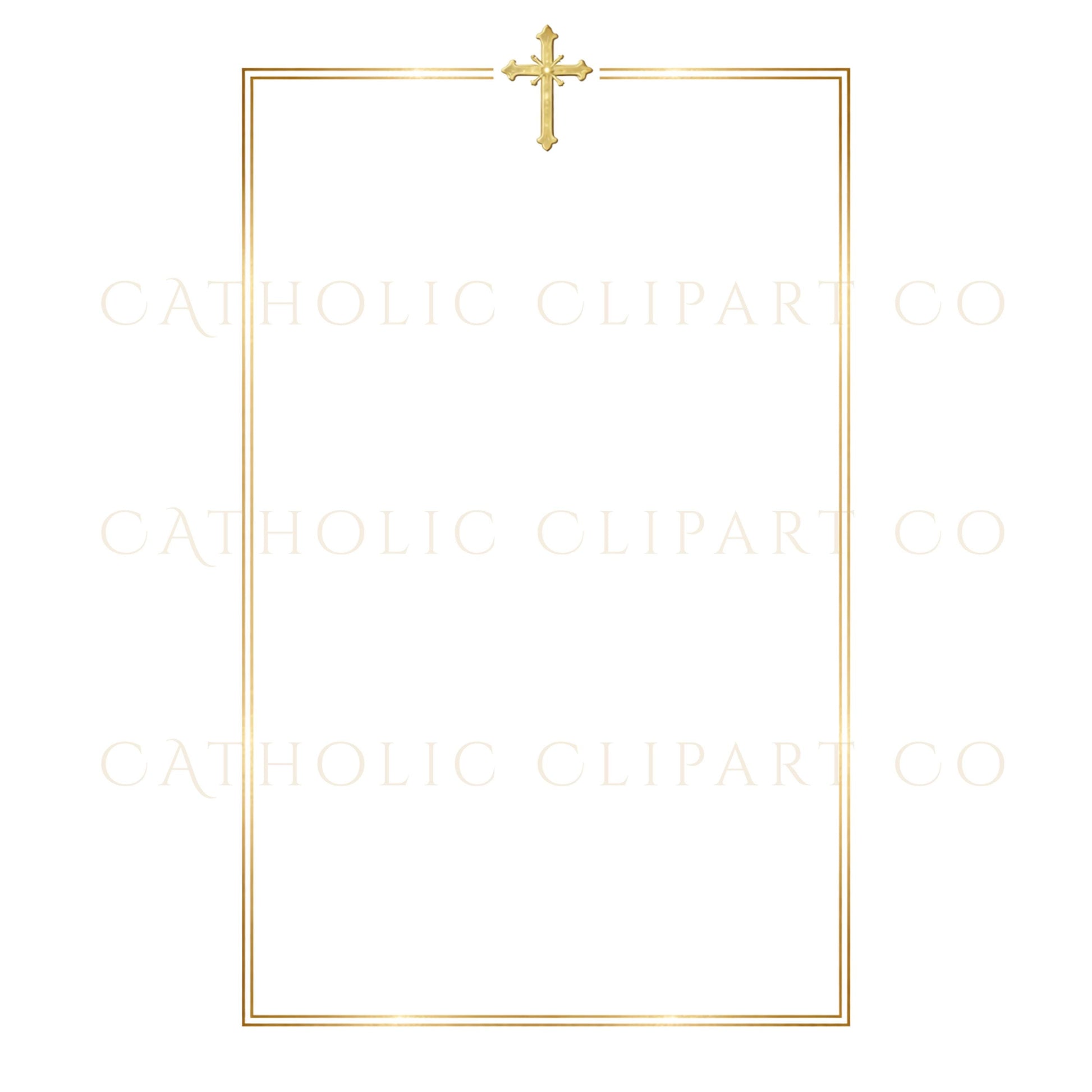 Catholic gold frame PNG clipart for church use, parish certificates, and sacramental records | Marco católico dorado en PNG para uso parroquial, certificados y registros sacramentales