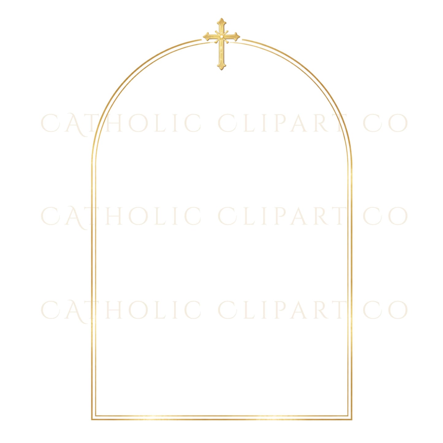 Catholic gold border frame clipart for formal religious documents and keepsake prints | Marco católico con borde dorado para documentos religiosos formales y recuerdos impresos