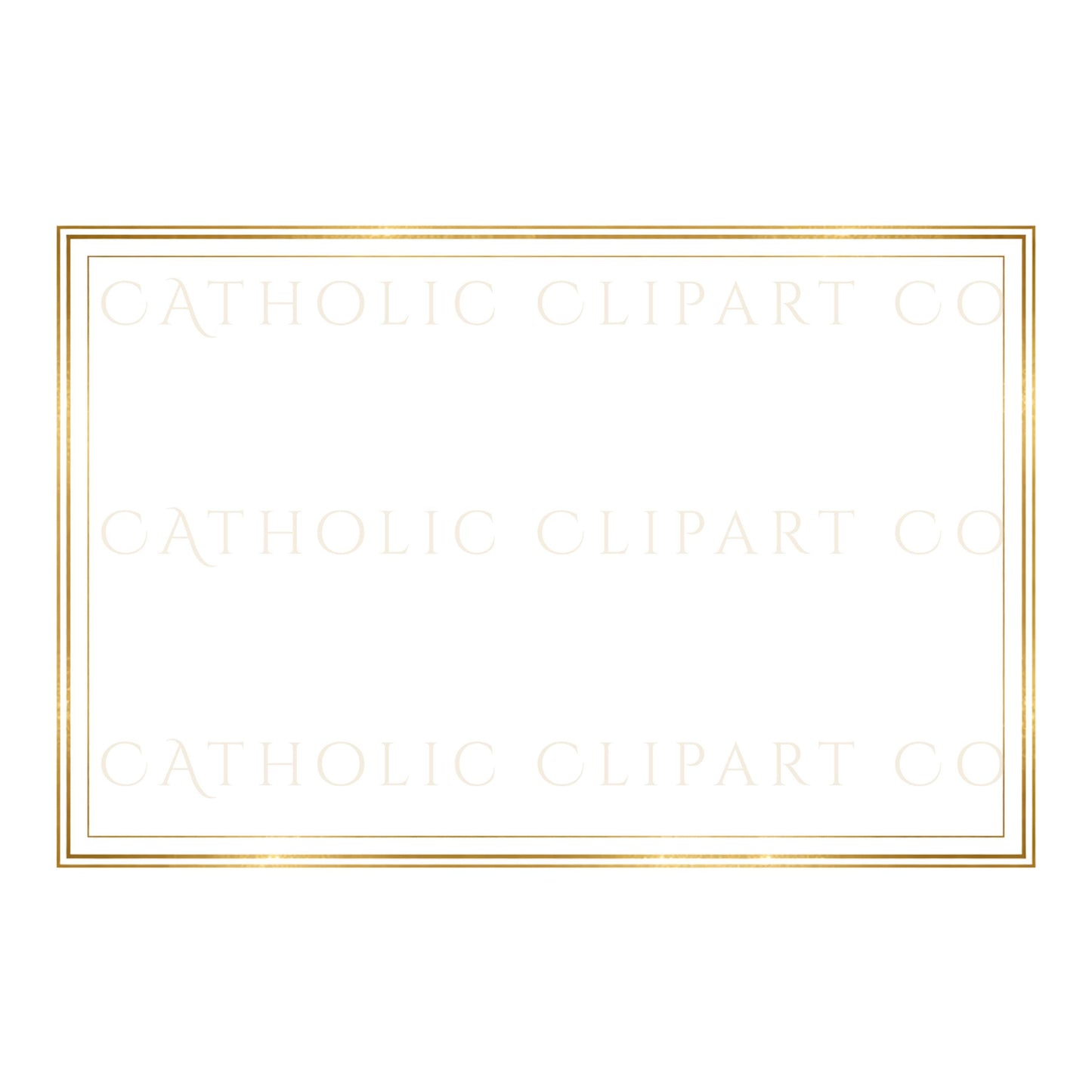 Catholic certificate frame clipart in gold with classic rectangular layout, transparent background | Marco católico para certificado en dorado con diseño rectangular clásico y fondo transparente