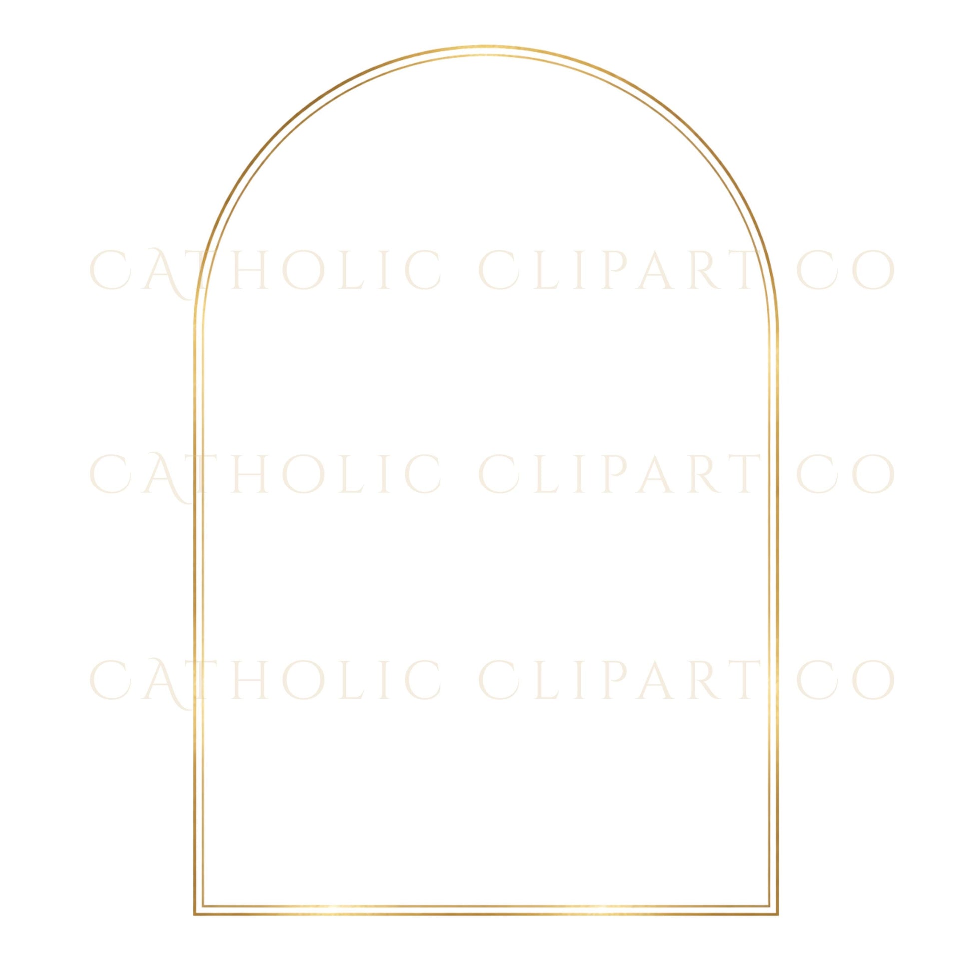 Gold Catholic certificate frame clipart with classic proportions and refined ornamental corners | Marco católico dorado para certificados con proporciones clásicas y esquinas ornamentales refinadas