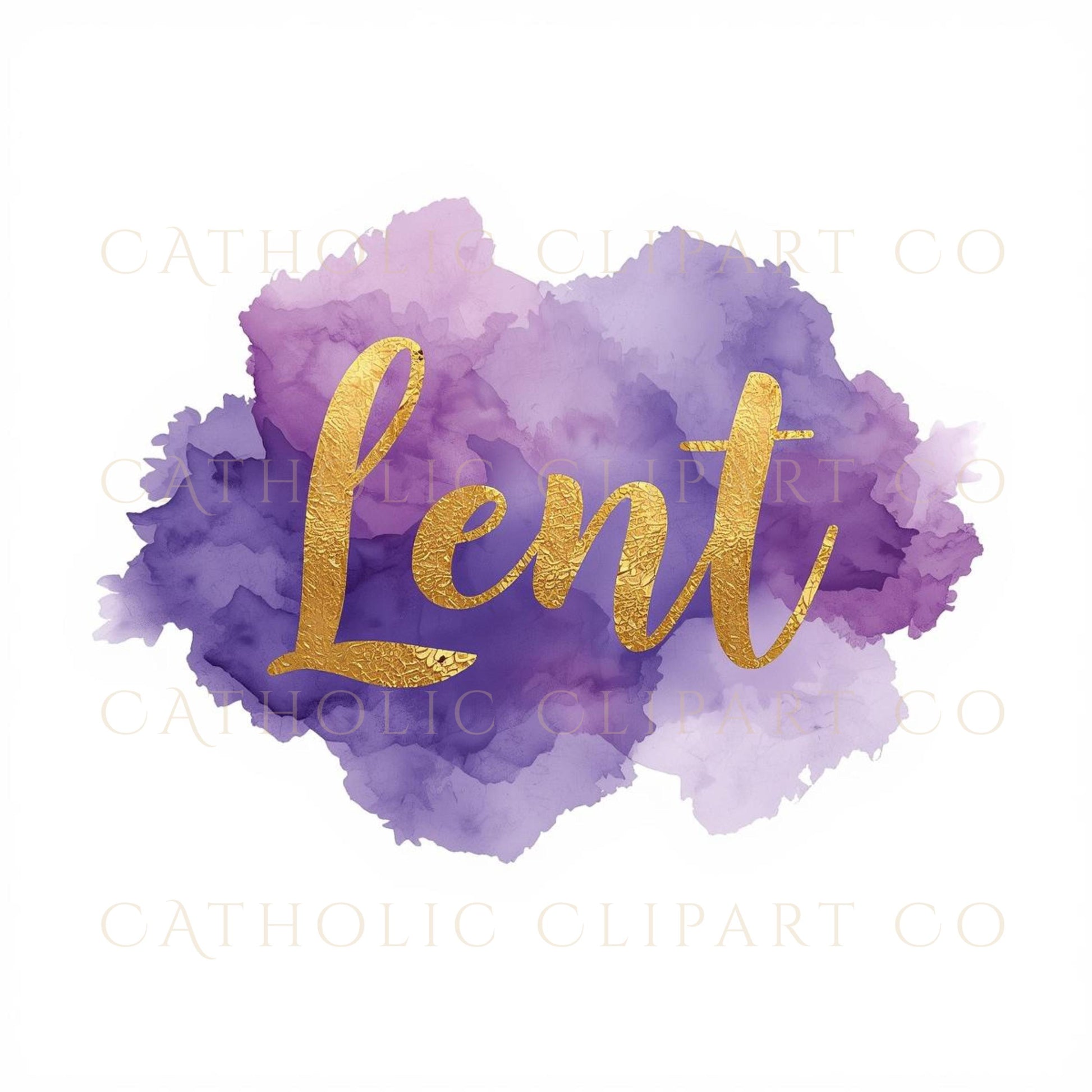 Lent watercolor PNG clipart for church and faith projects | Clipart PNG de Cuaresma para proyectos religiosos