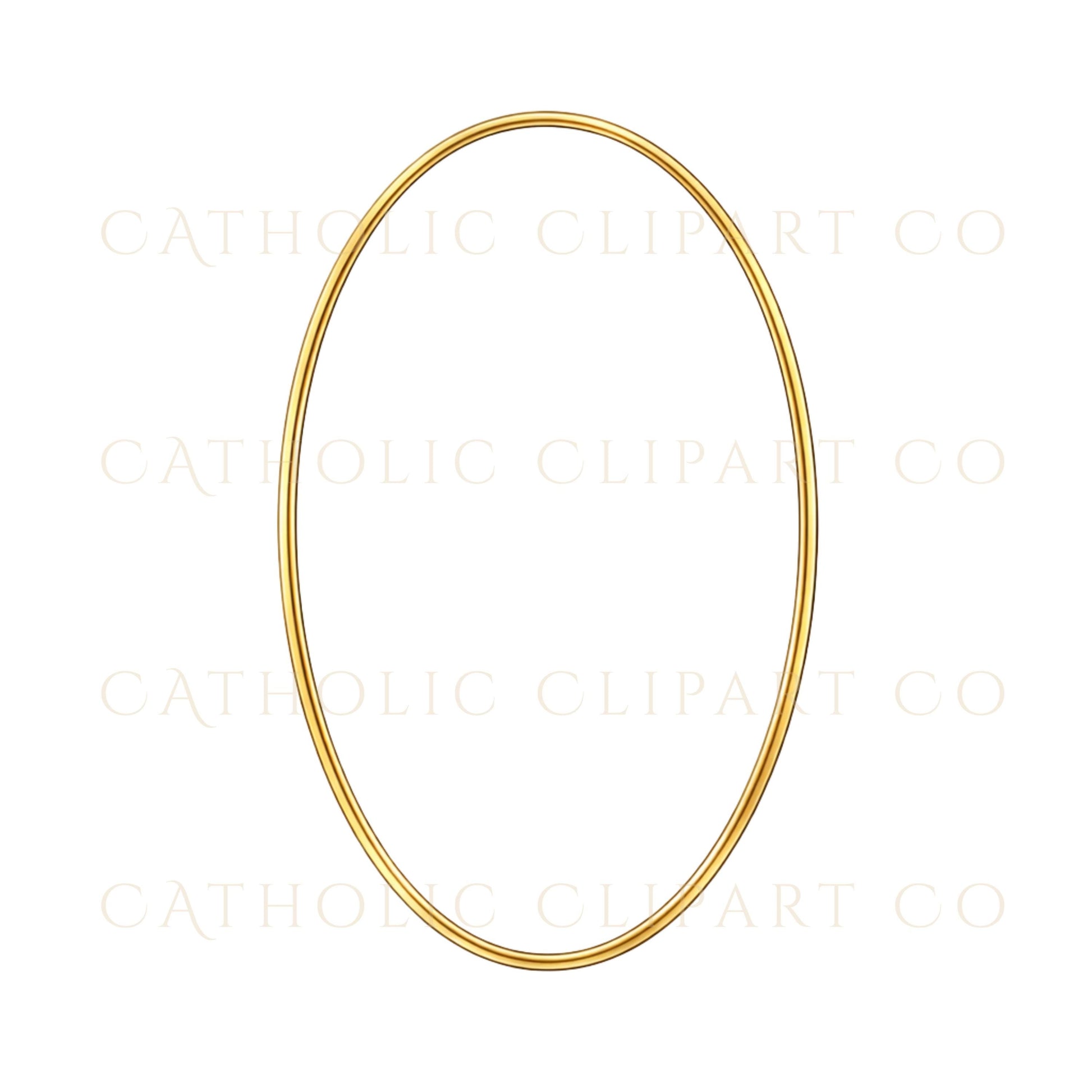 Elegant gold Catholic frames clipart for baptism, confirmation, and marriage | Clipart de marcos dorados católicos elegantes para bautismo, confirmación y matrimonio