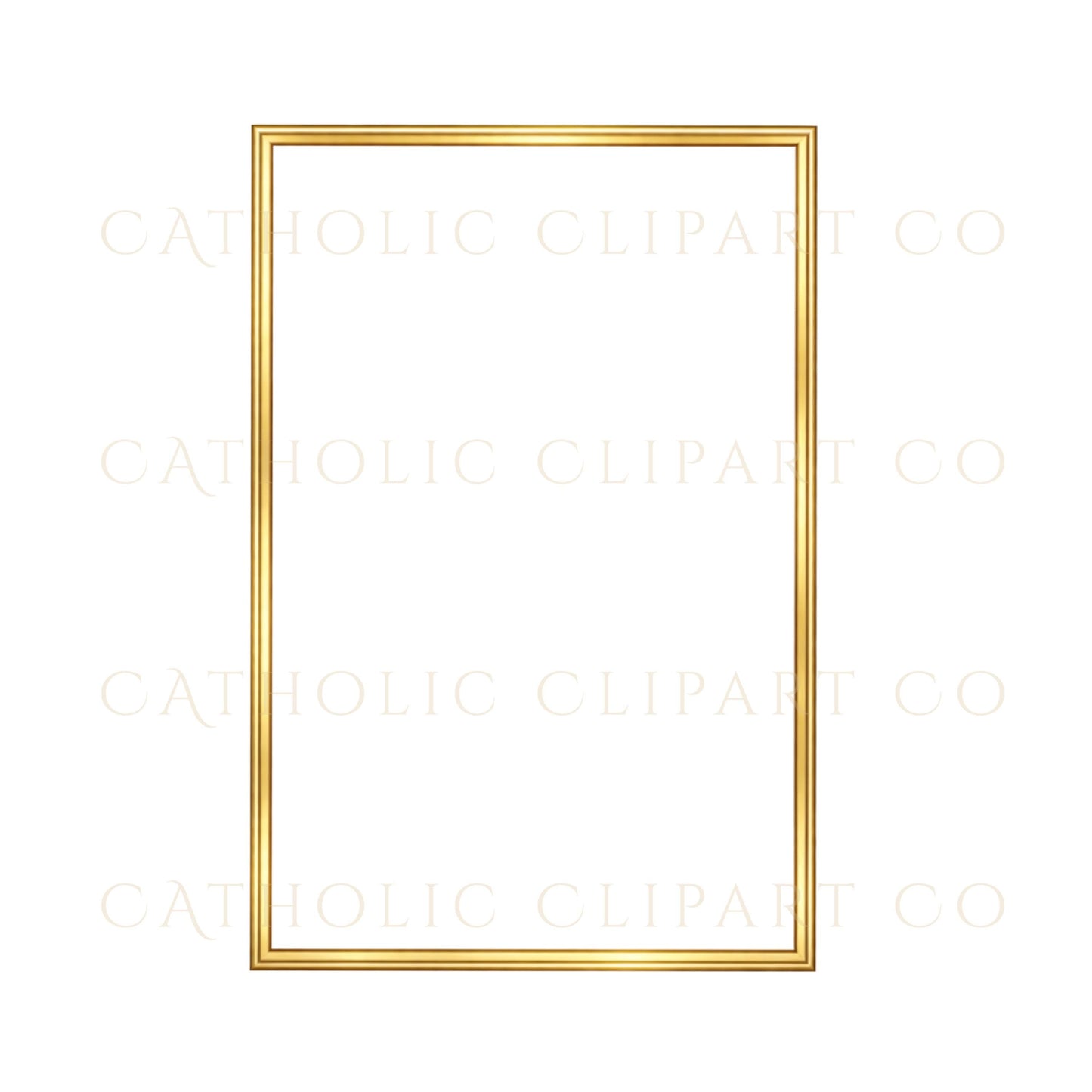 Catholic wedding invitation frame clipart with gold foil style | Clipart de marco dorado estilo foil para invitaciones de boda católica