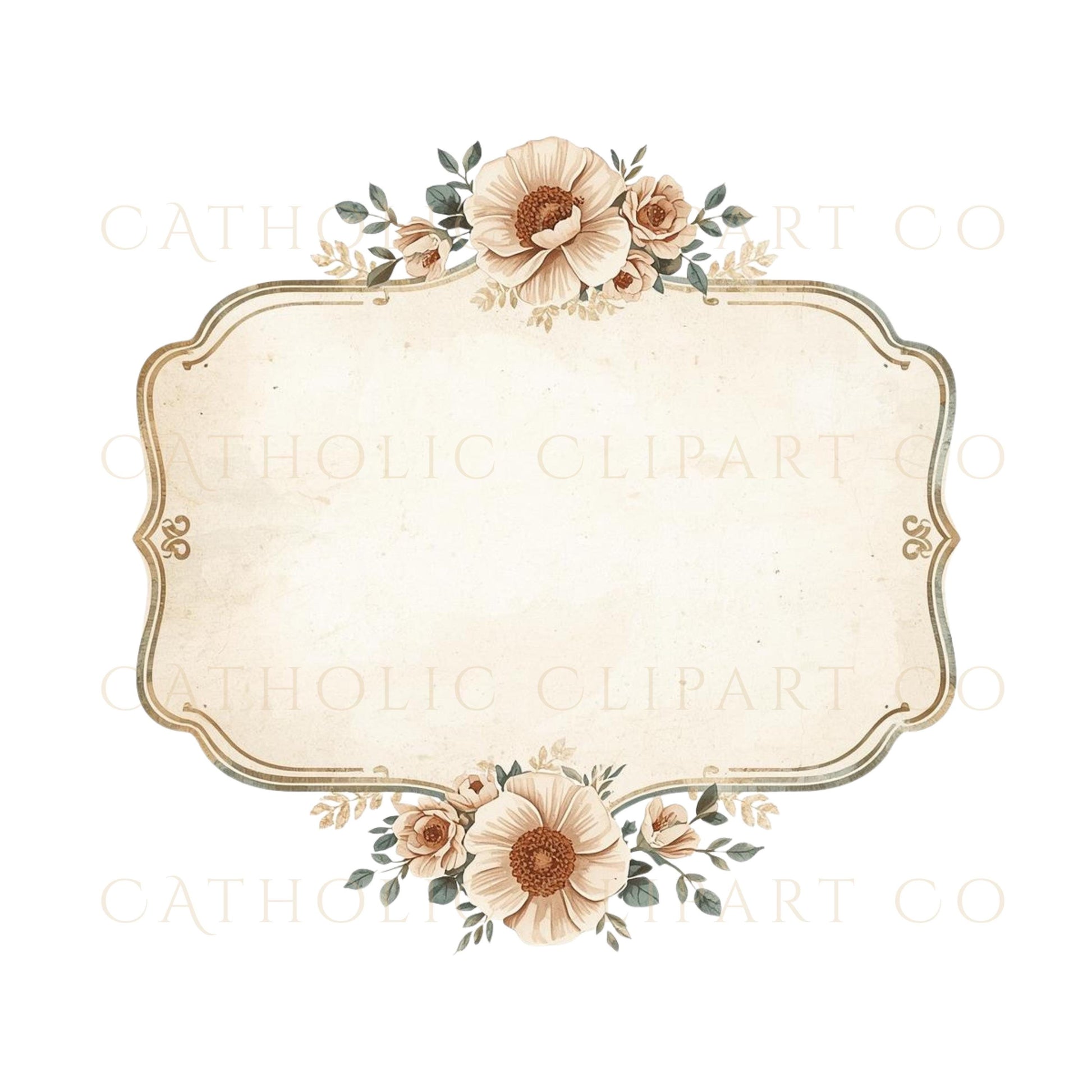 Printable floral label frames for digital design projects | Marcos florales imprimibles para proyectos digitales