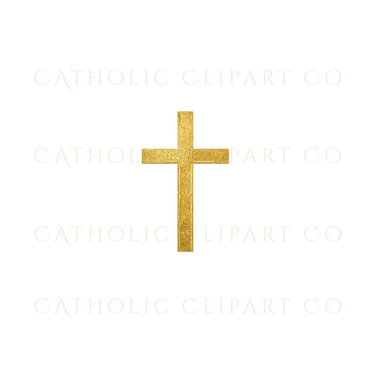 Thin outline gold cross PNG for church bulletins, certificates, and Lent programs | Cruz dorada de contorno fino en PNG para boletines parroquiales y programas de Cuaresma