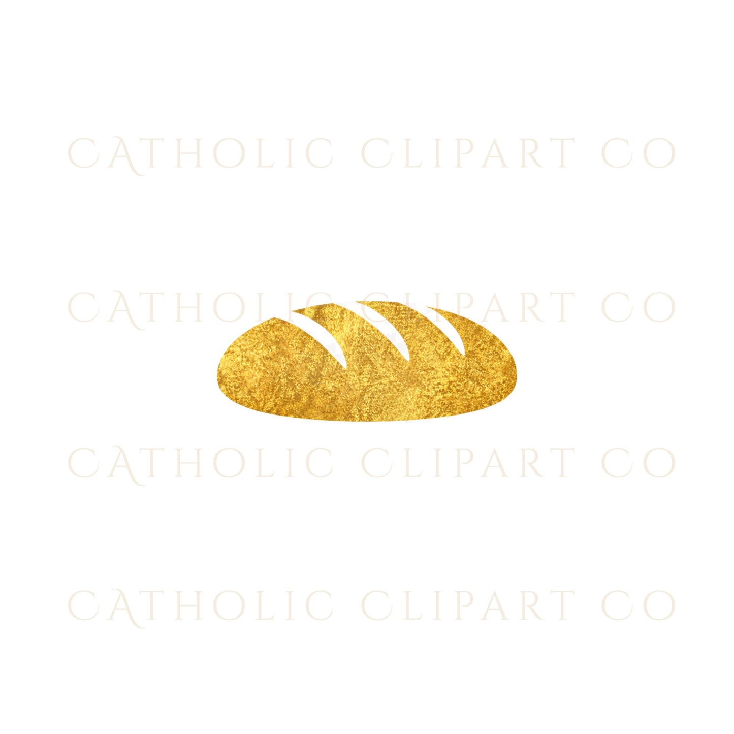 Bread loaf gold clipart fasting symbol for Catholic Lent worksheets and programs | Clipart de pan en dorado como símbolo de ayuno para hojas de trabajo y programas de Cuaresma