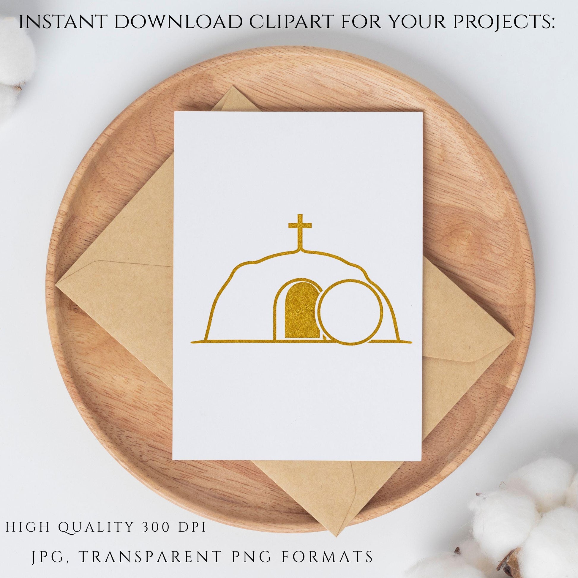 Catholic Lent symbols clipart set with minimalist gold icons for Ash Wednesday, Holy Week, and church bulletins | Set de clipart de símbolos católicos de Cuaresma con iconos minimalistas en dorado para Miércoles de Ceniza y Semana Santa