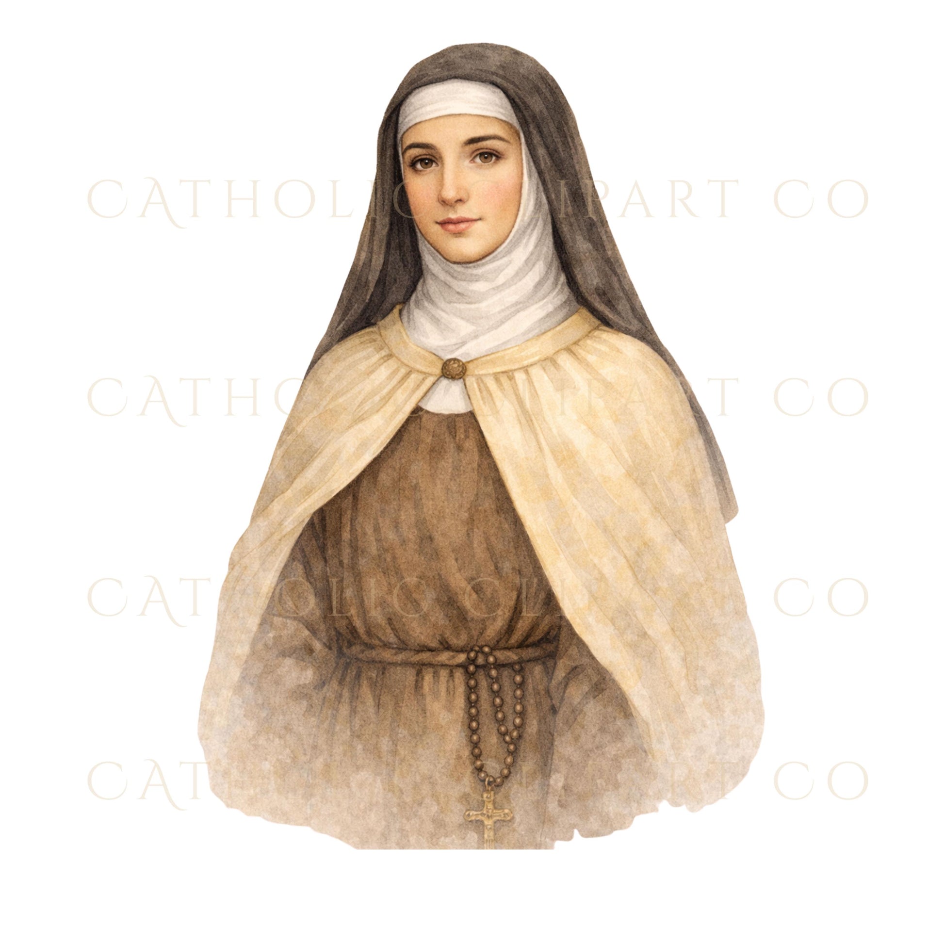 Saint Teresa of Avila holding cross Catholic clipart / Clipart católico de Santa Teresa de Ávila con cruz