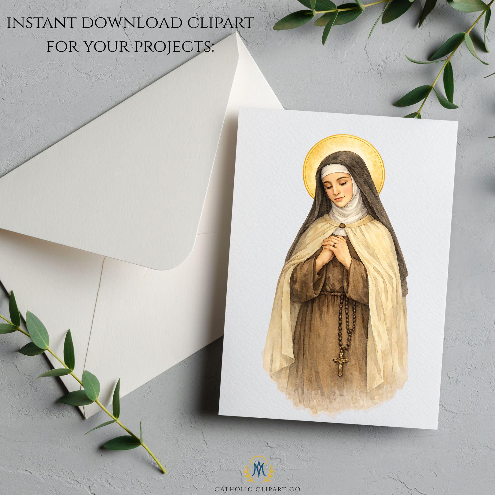 Catholic Saint Teresa of Avila devotional clipart illustration / Ilustración devocional en clipart de Santa Teresa de Ávila