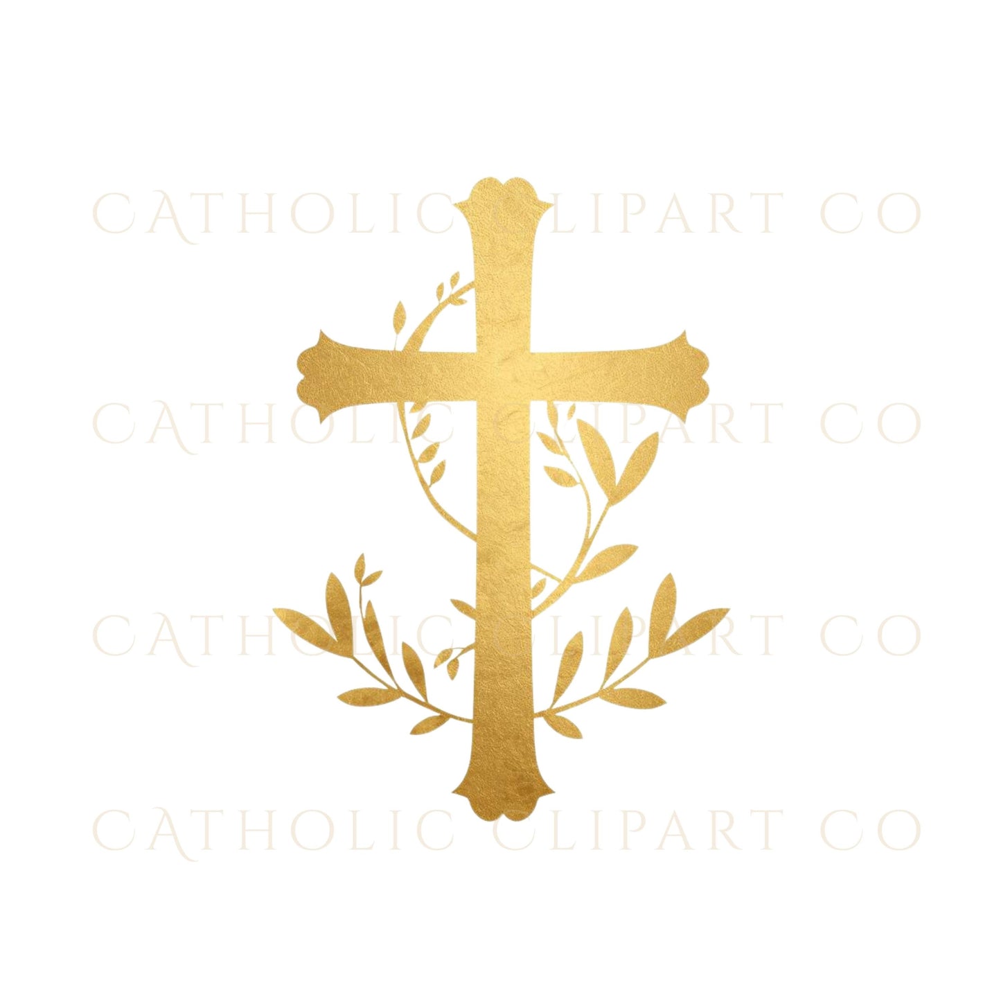 Religious gold cross PNG clipart for faith-based projects / Clipart religioso de cruz dorada en PNG para proyectos de fe