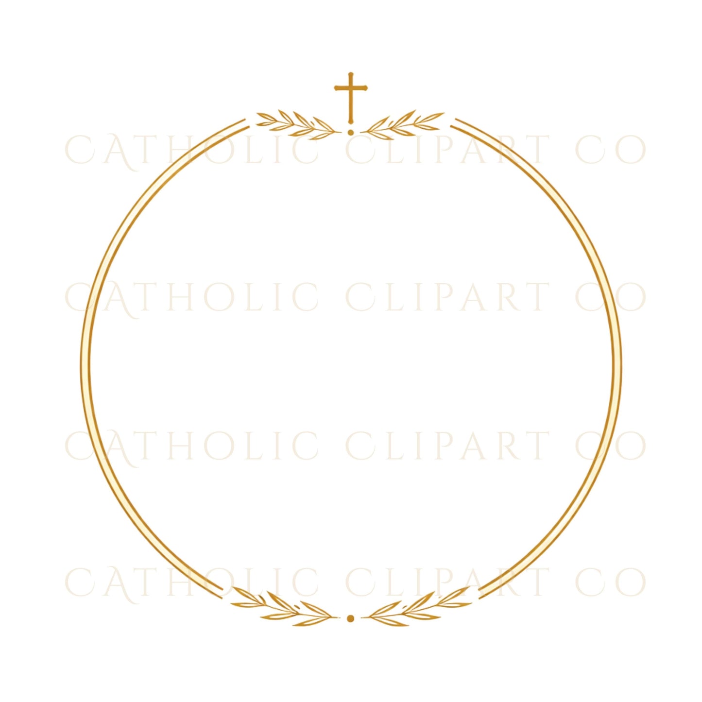 Minimal Catholic wedding invitation design with gold frame / Diseño minimalista de invitación de boda católica con marco dorado