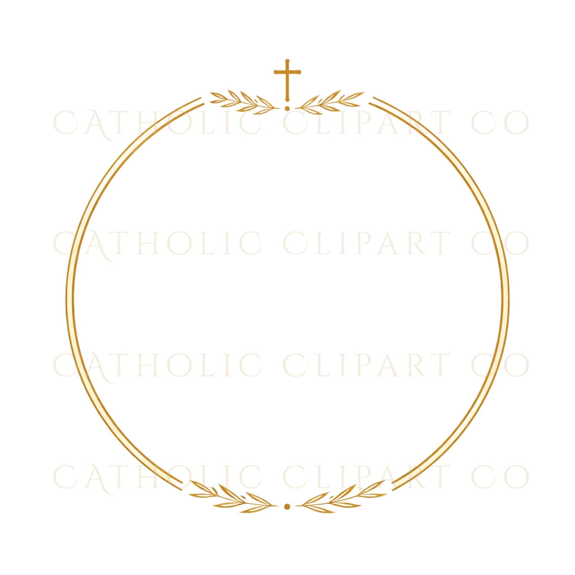 Minimal Catholic wedding invitation design with gold frame / Diseño minimalista de invitación de boda católica con marco dorado