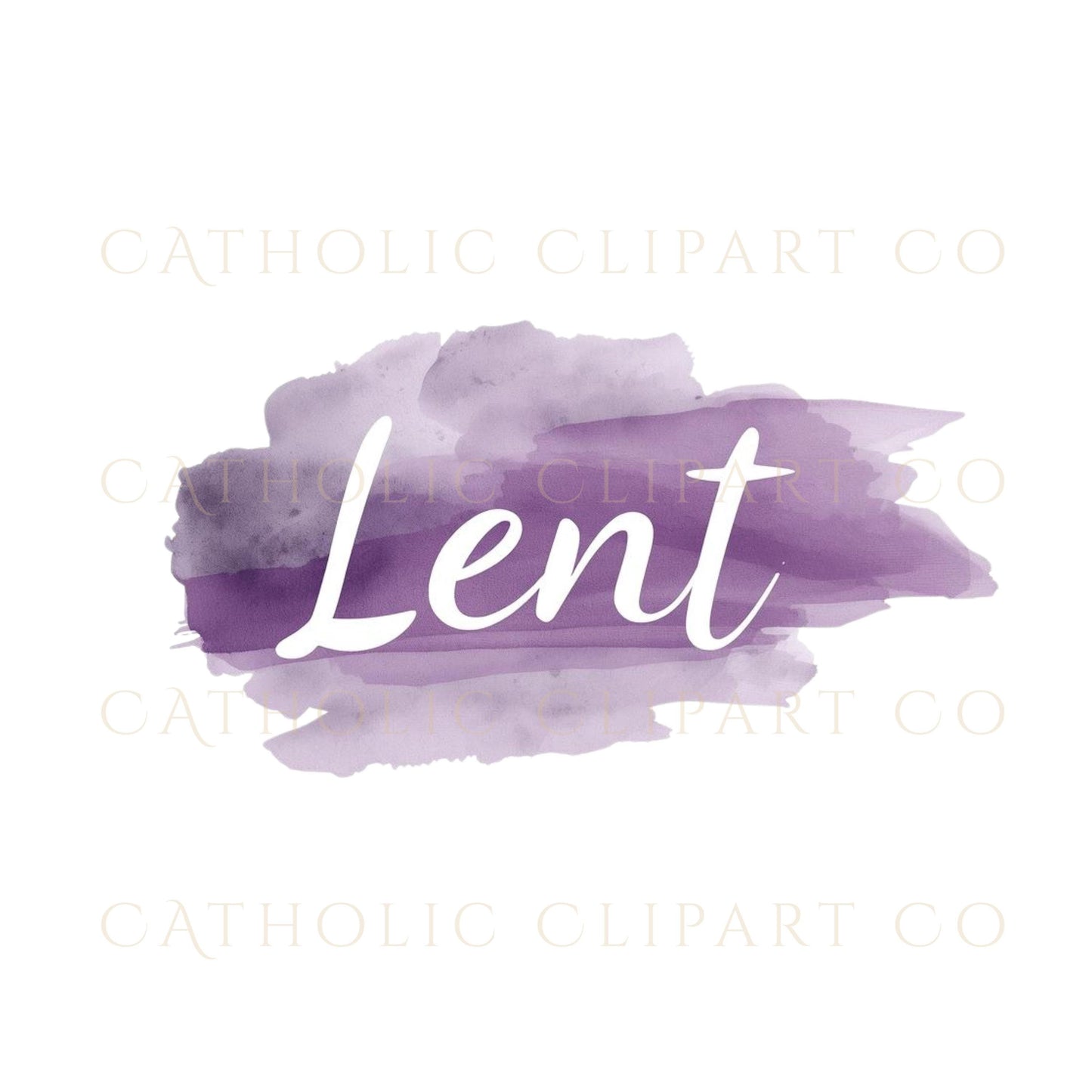 Lent text watercolor clipart with Christian symbolism | Clipart de texto de Cuaresma con simbolismo cristiano